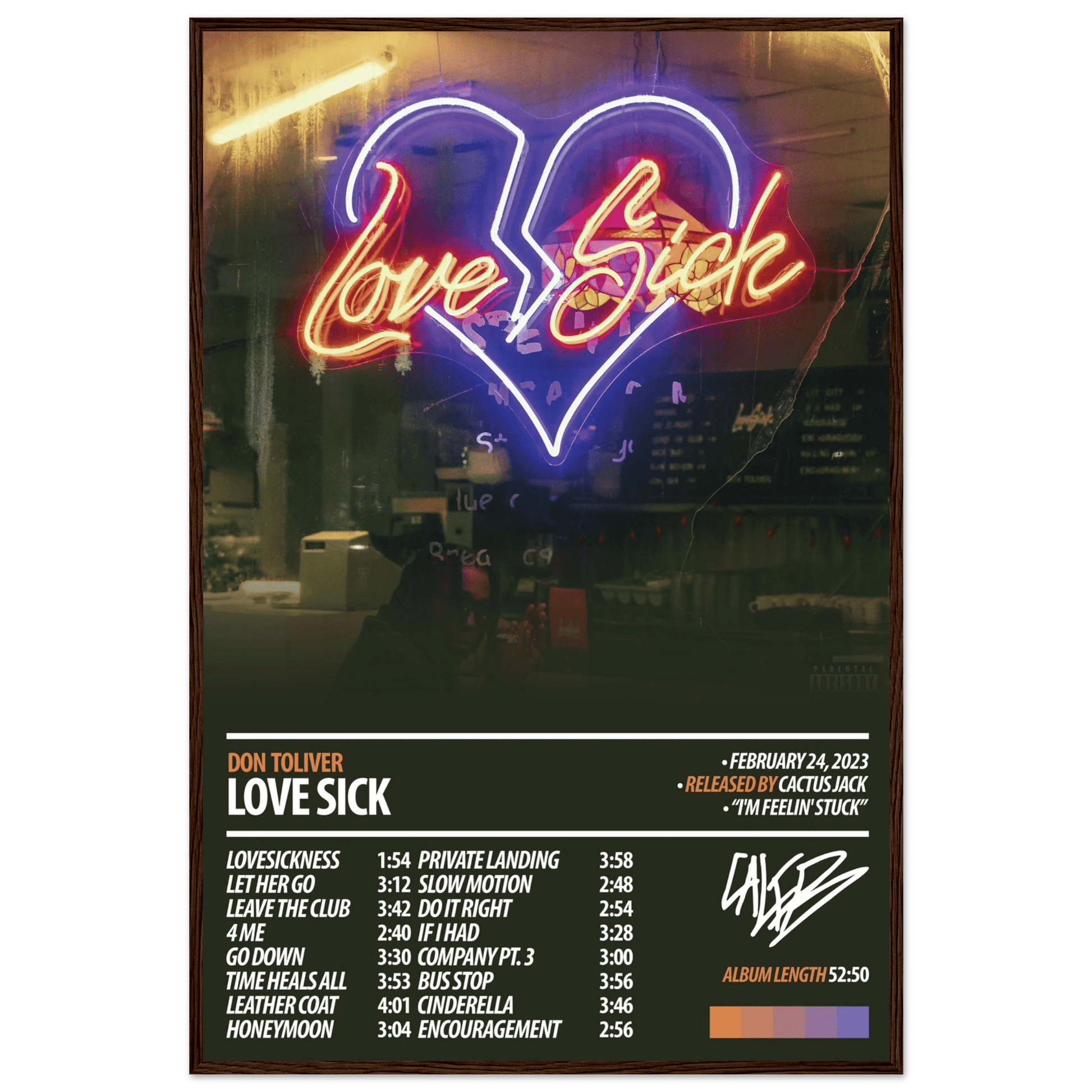 DON TOLIVER Album Poster | Love Sick - ChordPrints