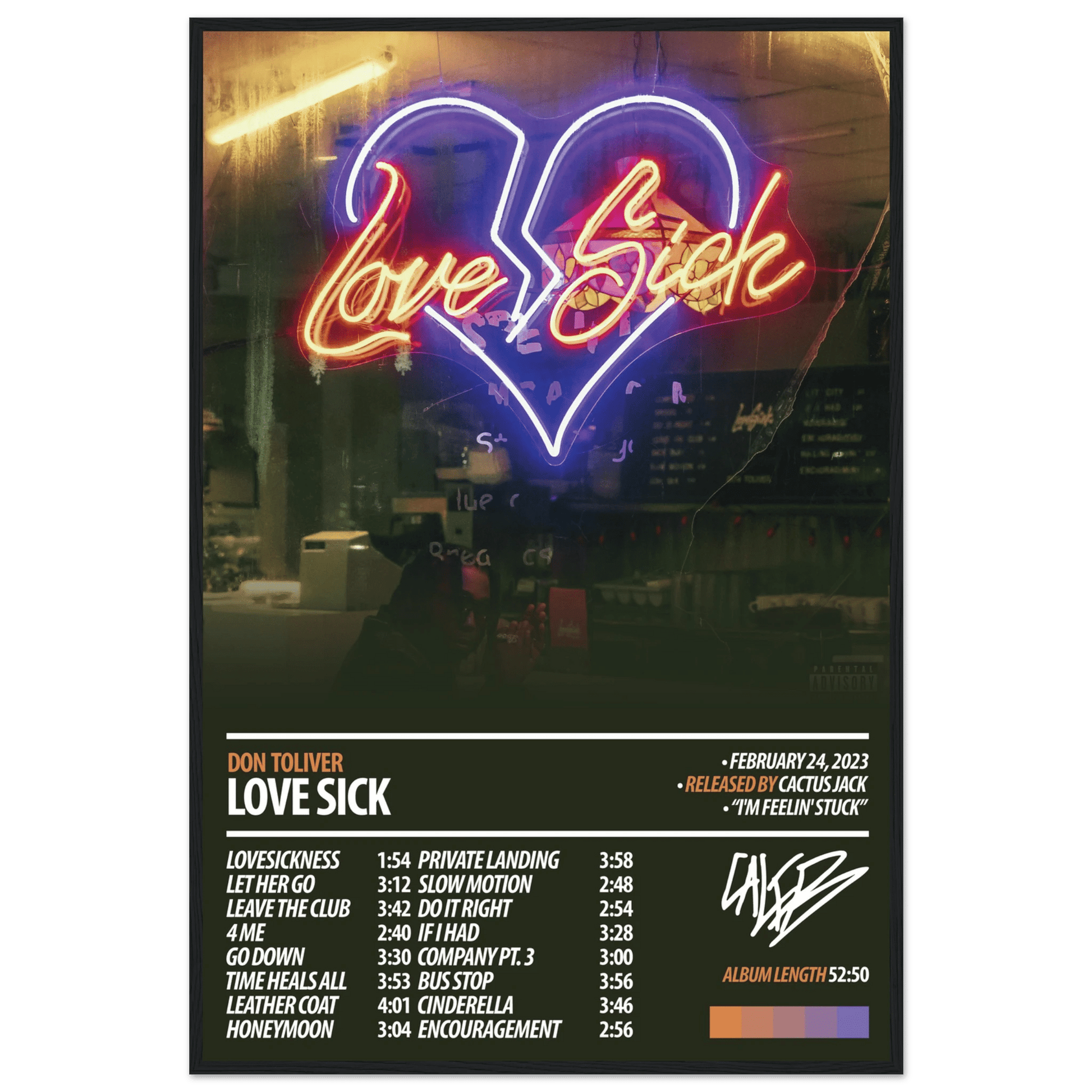 DON TOLIVER Album Poster | Love Sick - ChordPrints