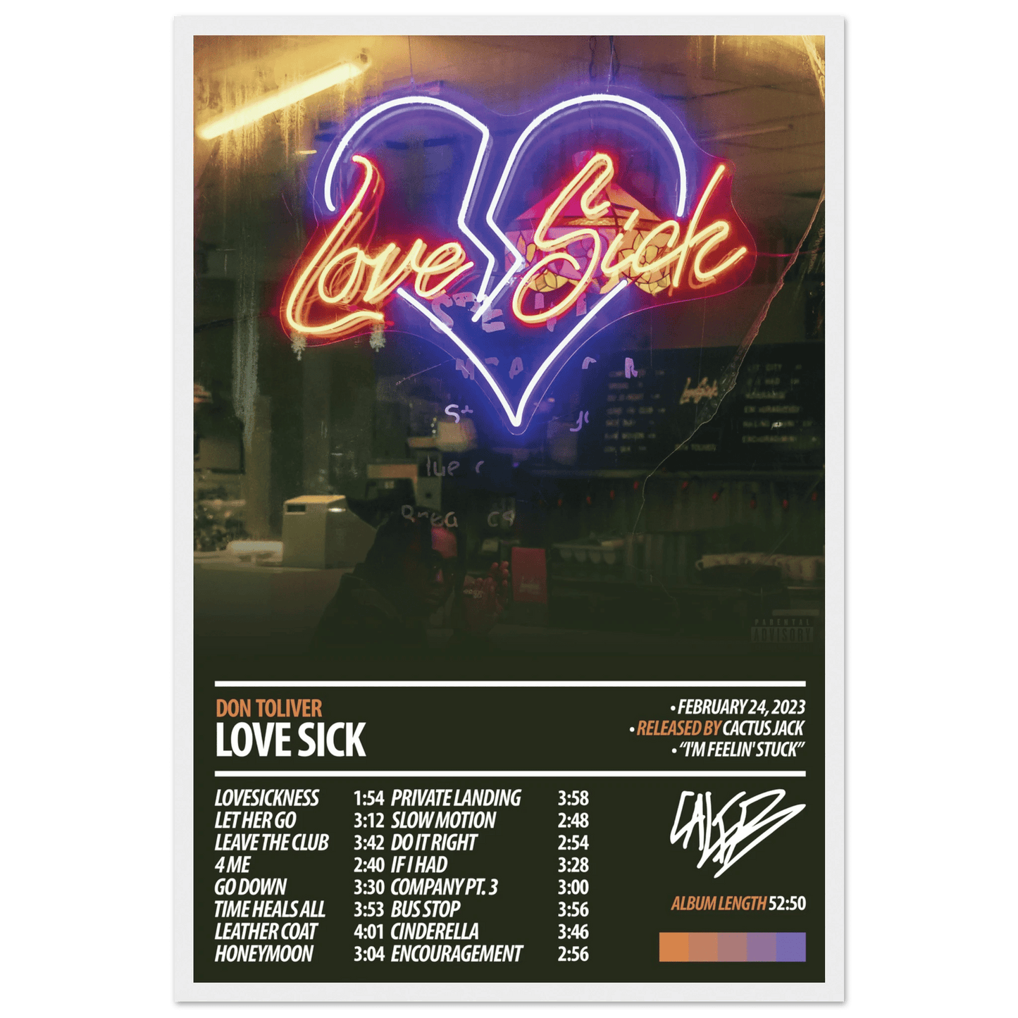 DON TOLIVER Album Poster | Love Sick - ChordPrints