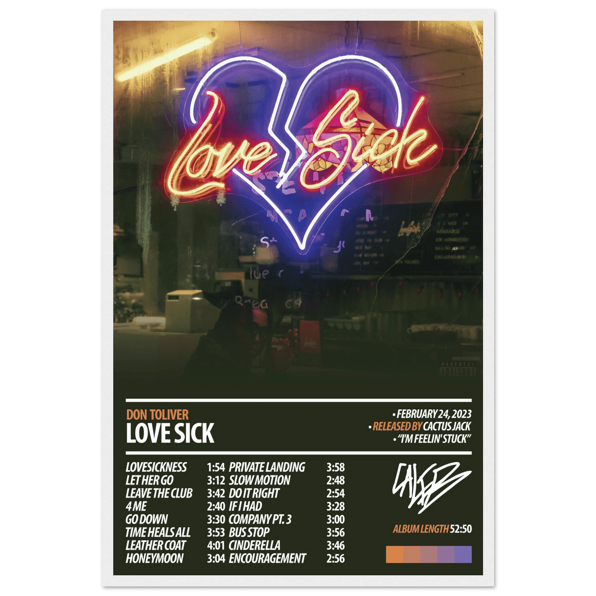 DON TOLIVER Album Poster | Love Sick - ChordPrints