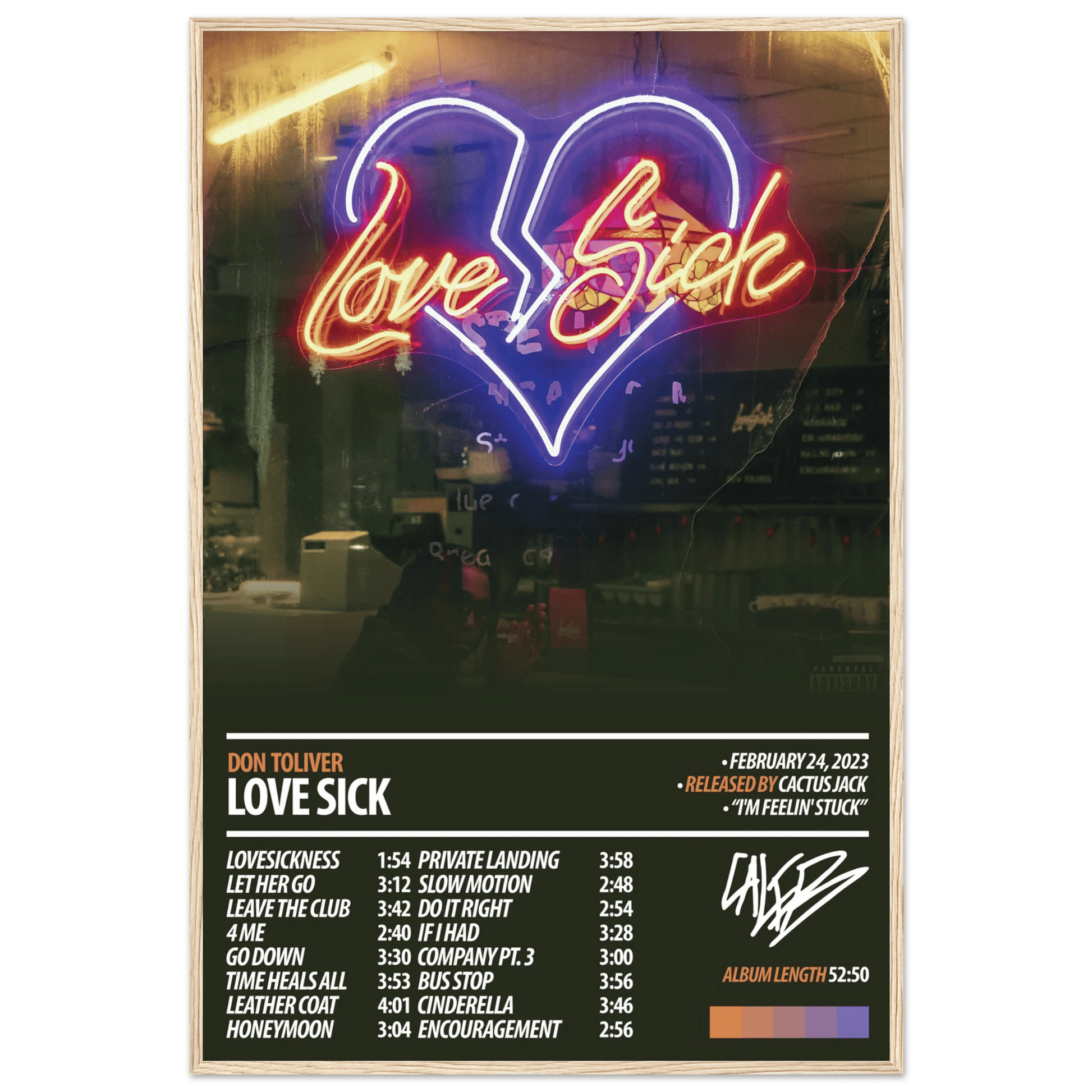 DON TOLIVER Album Poster | Love Sick - ChordPrints