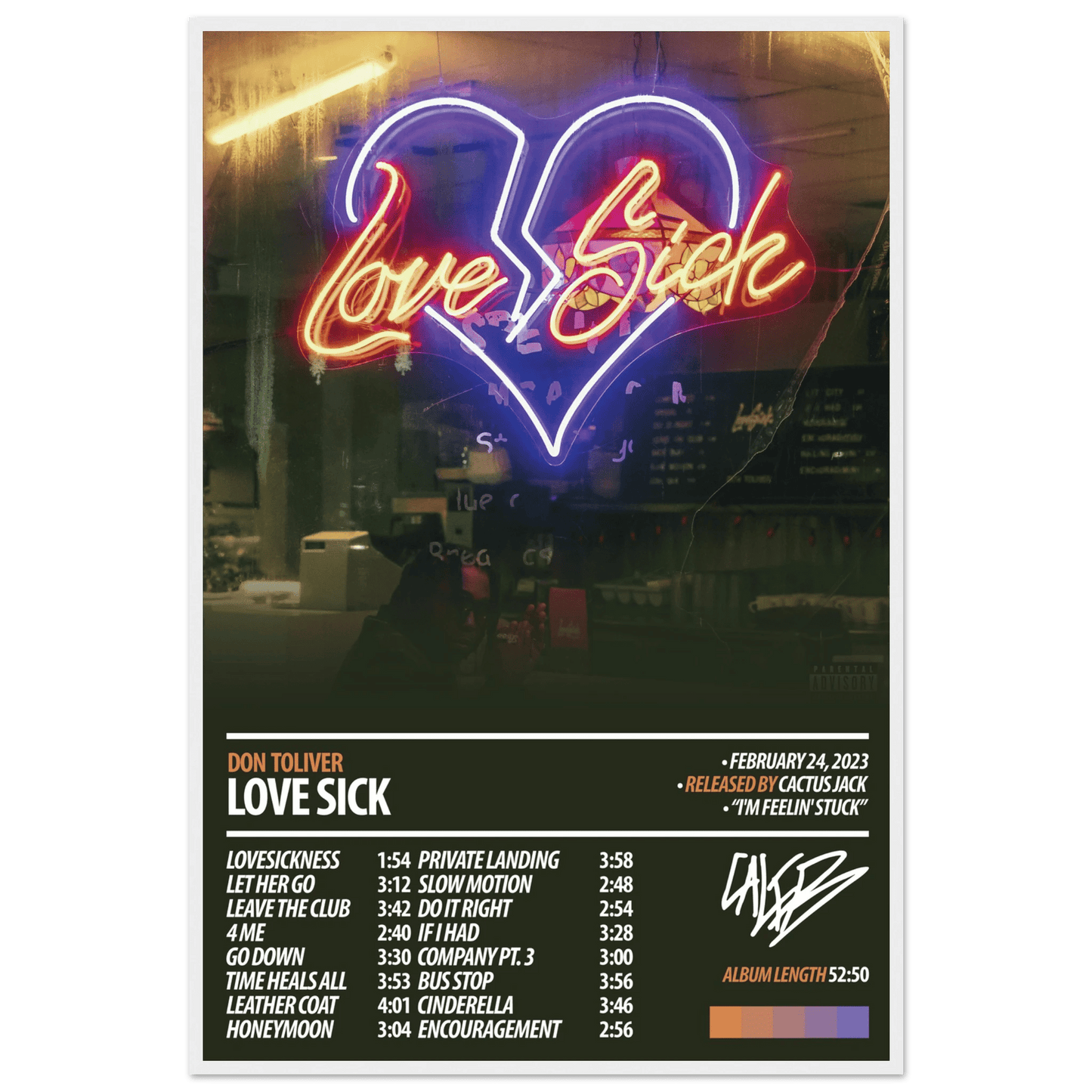 DON TOLIVER Album Poster | Love Sick - ChordPrints