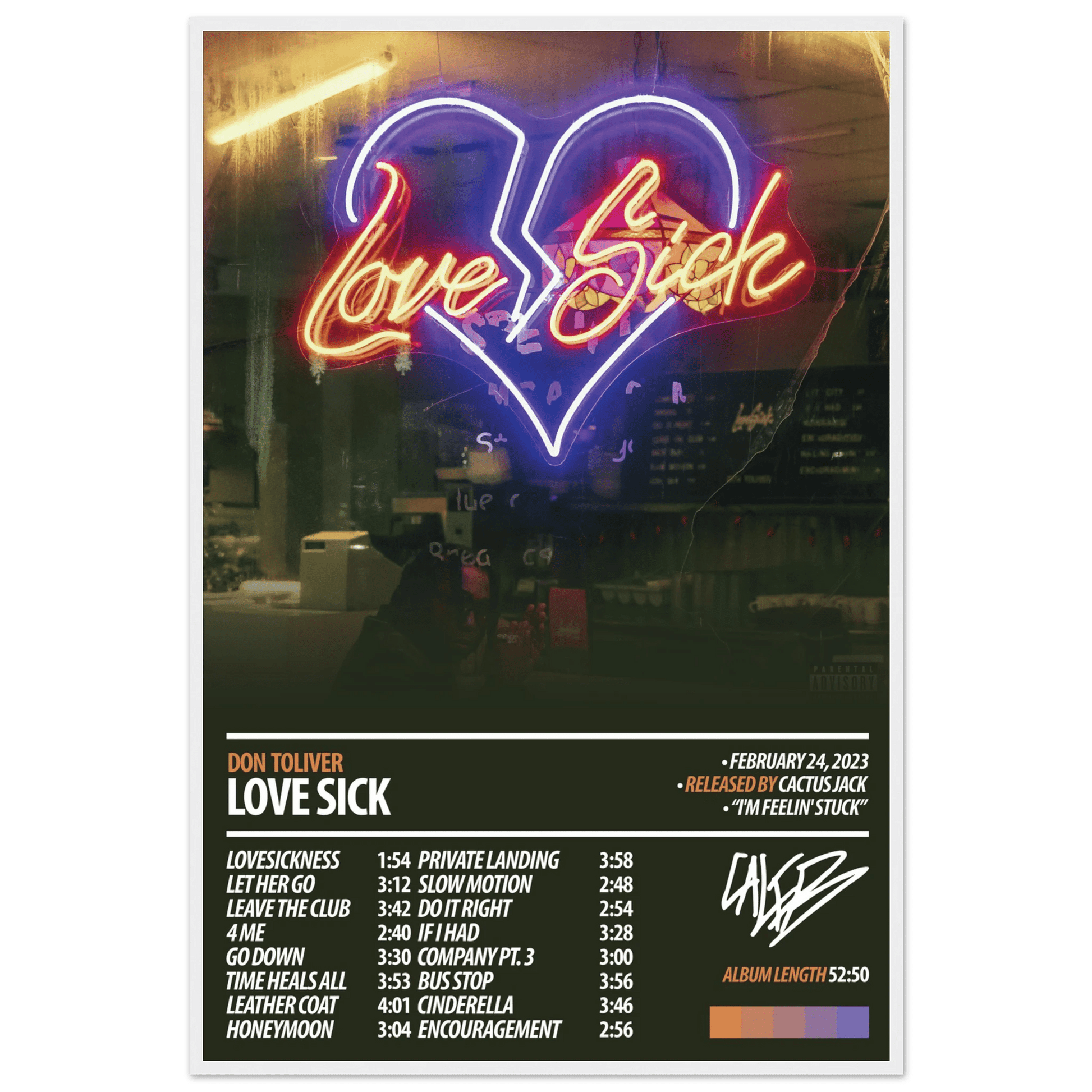 DON TOLIVER Album Poster | Love Sick - ChordPrints