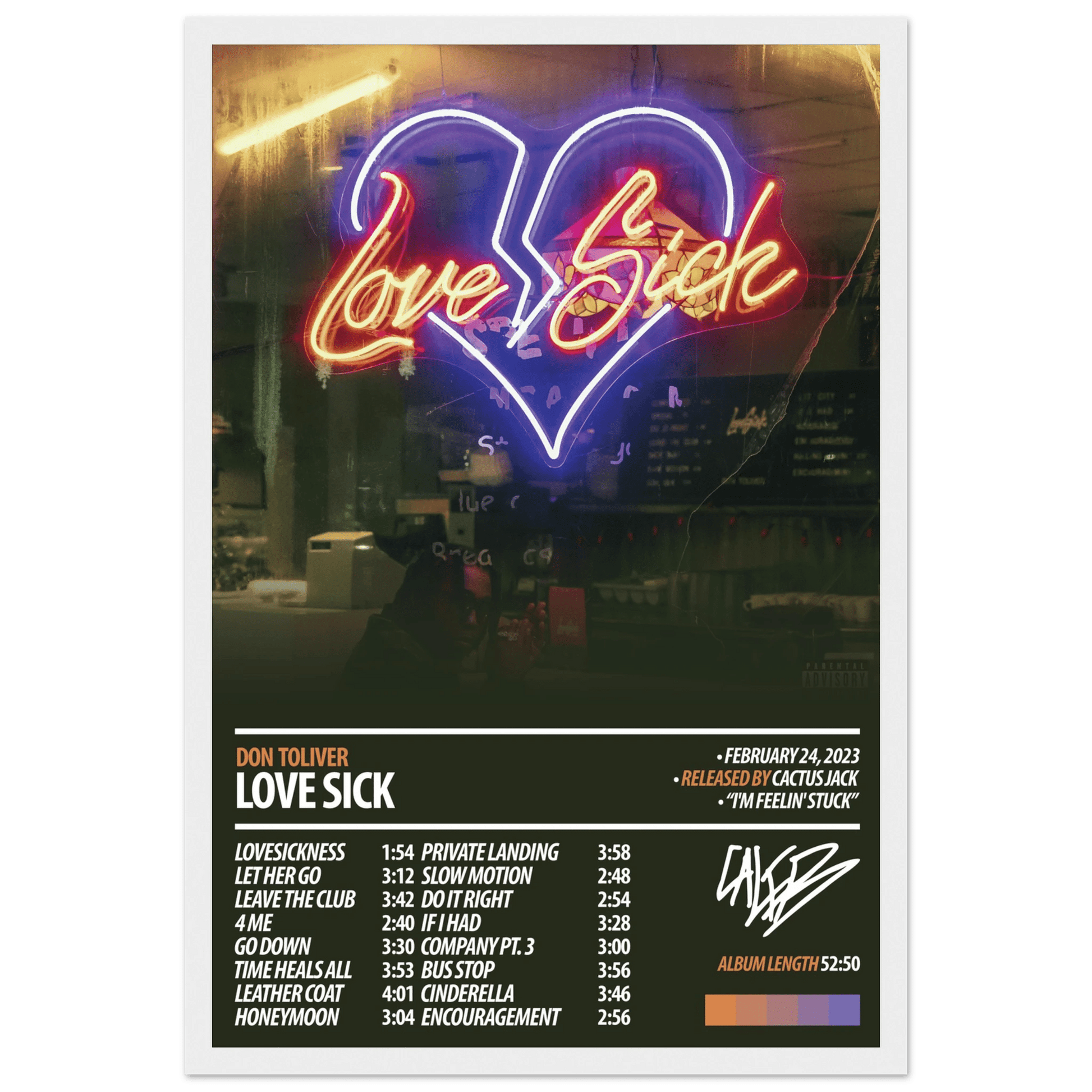 DON TOLIVER Album Poster | Love Sick - ChordPrints