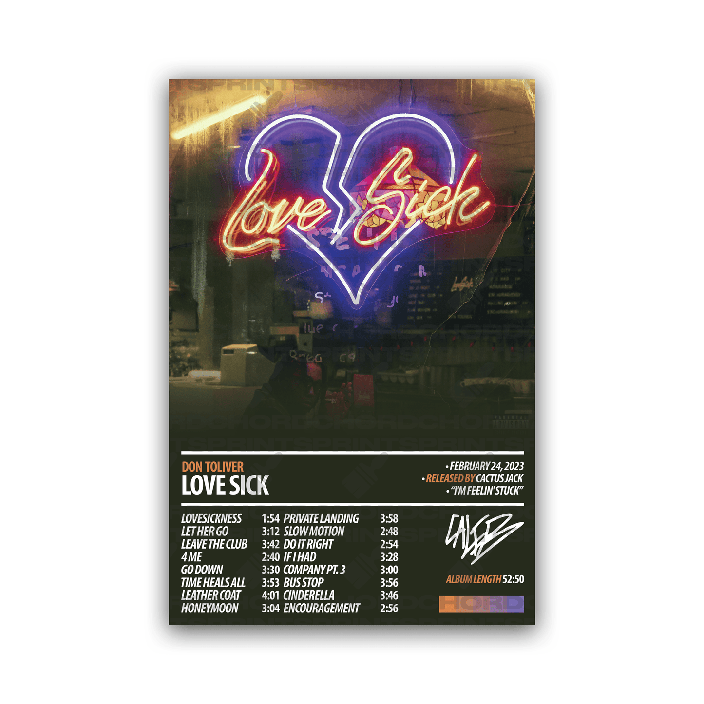 DON TOLIVER Album Poster | Love Sick - ChordPrints