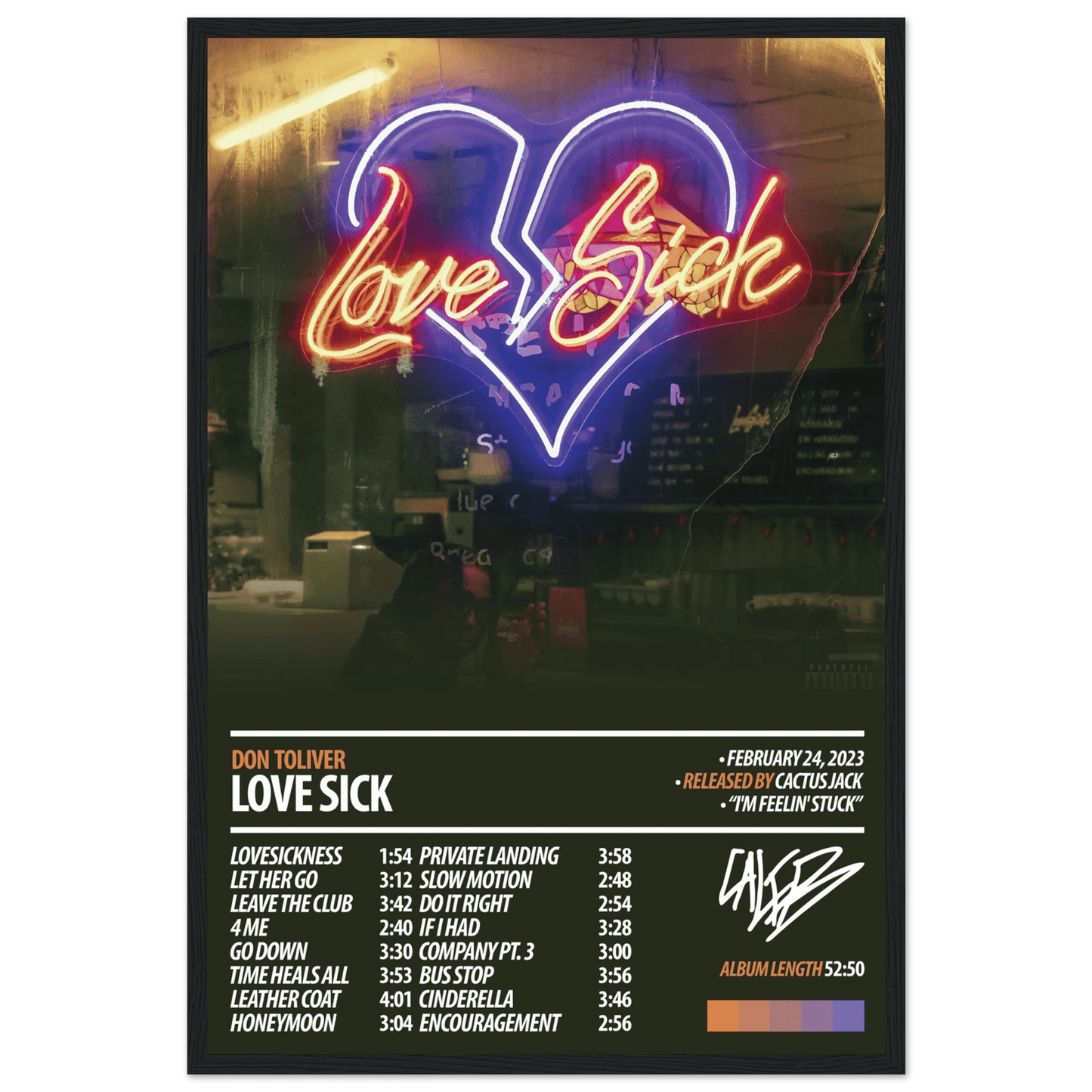 DON TOLIVER Album Poster | Love Sick - ChordPrints
