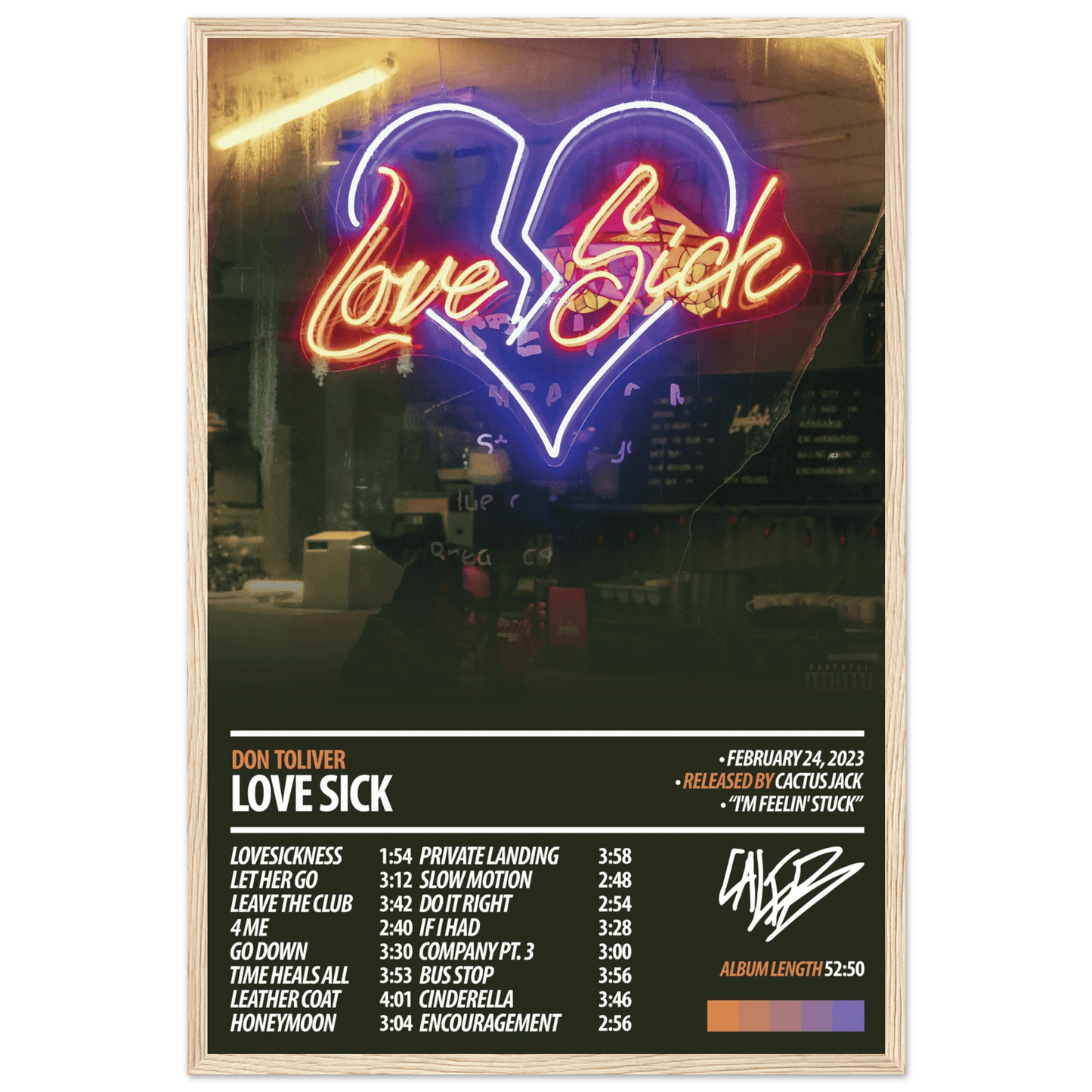 DON TOLIVER Album Poster | Love Sick - ChordPrints