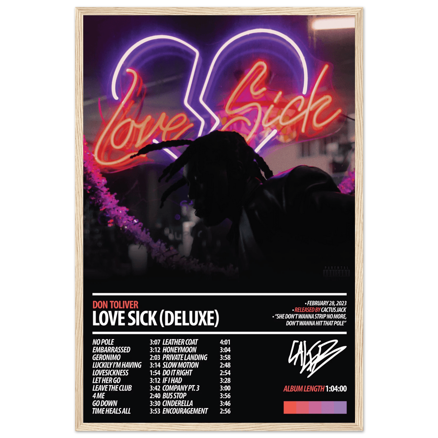 DON TOLIVER Album Poster | Love Sick (Deluxe) - ChordPrints