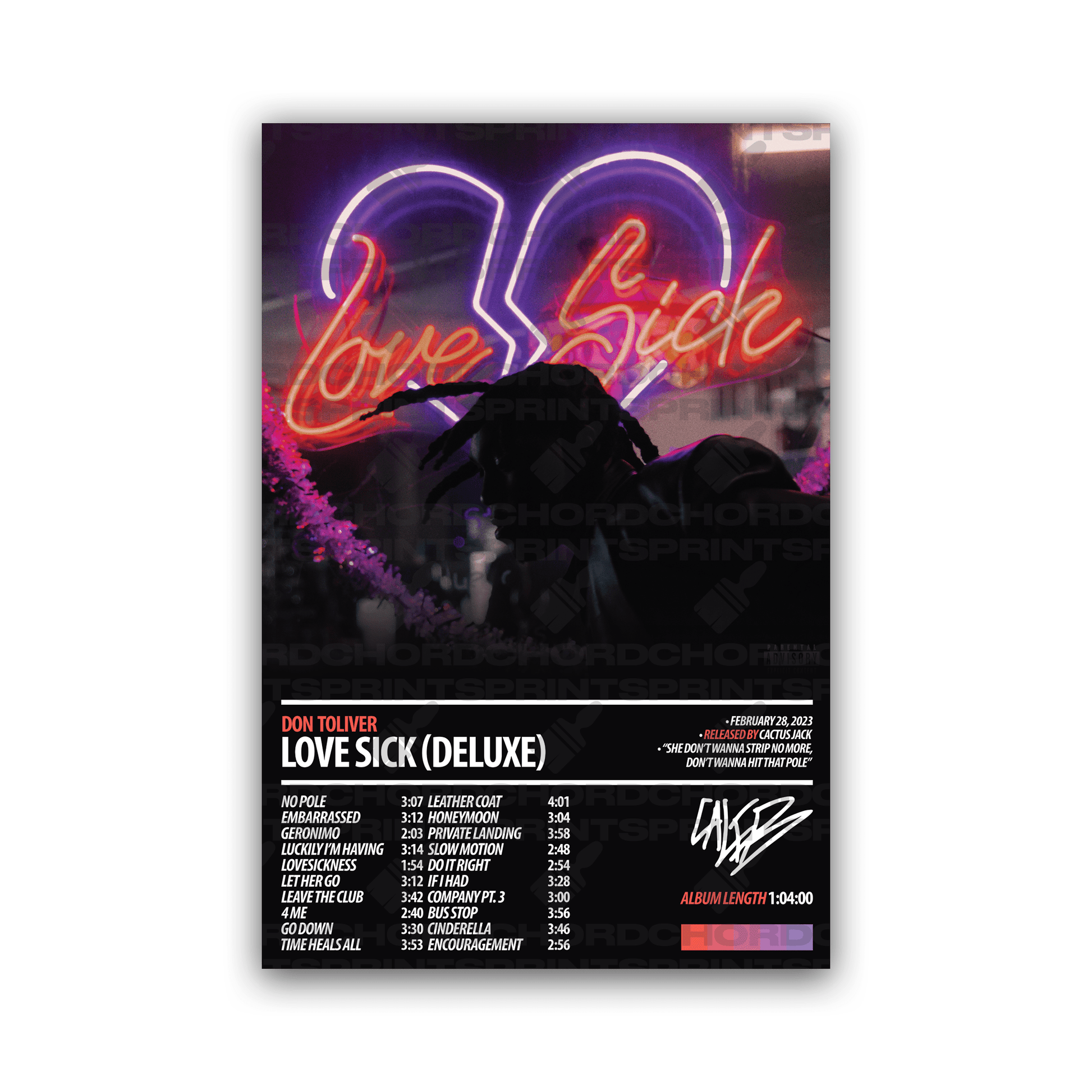 DON TOLIVER Album Poster | Love Sick (Deluxe) – ChordPrints DON TOLIVER Album Poster | Love Sick (Deluxe) – ChordPrints