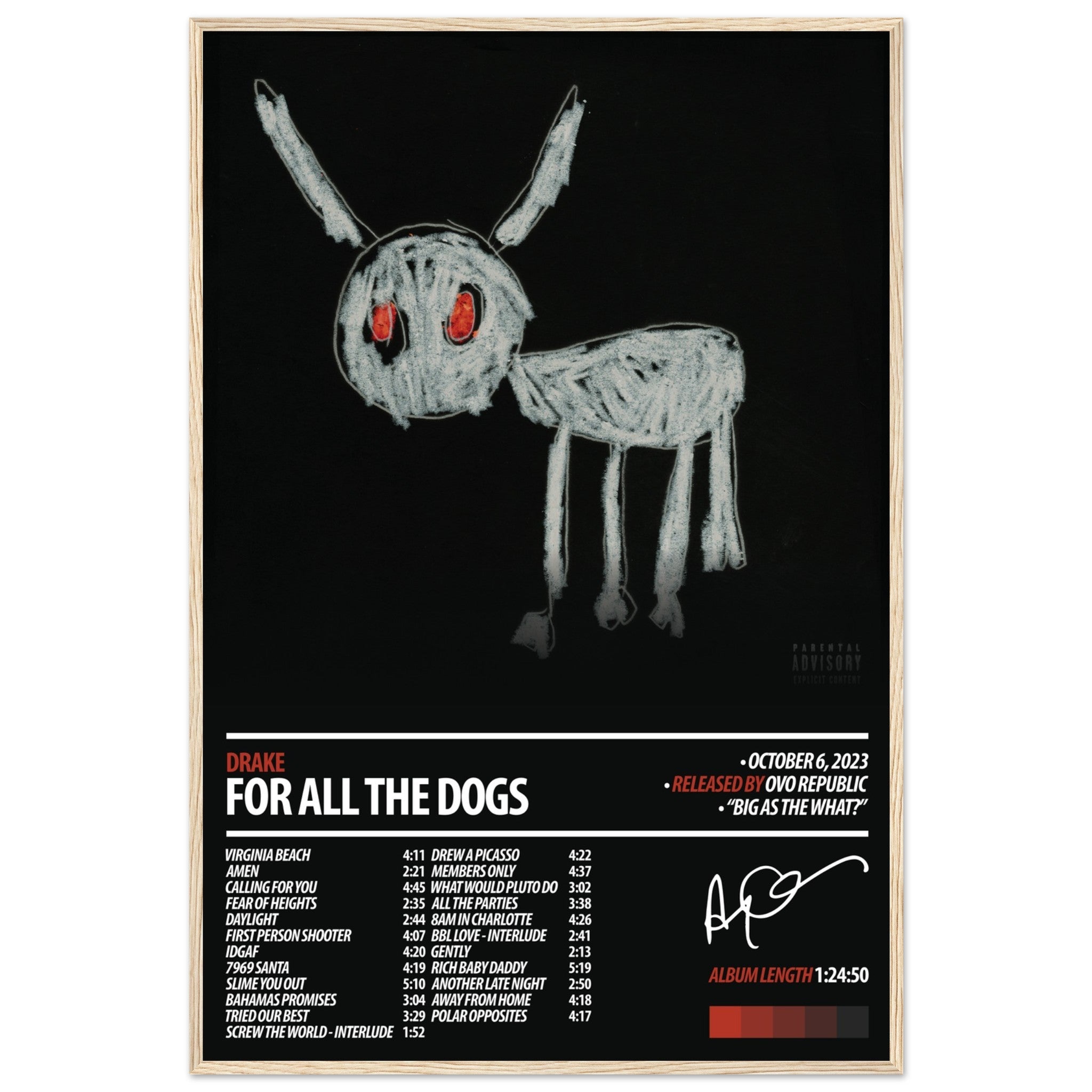 【額縁付き】 drake for all the dogs A2ポスター DRAKE Album Poster | For All The Dogs – ChordPrints