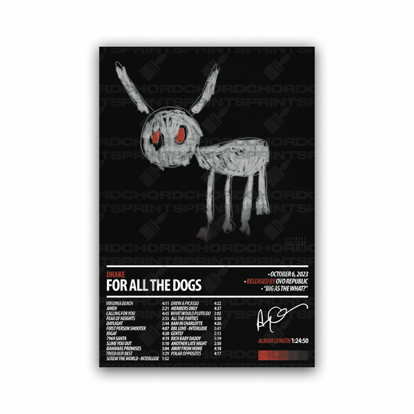 【額縁付き】 drake for all the dogs A2ポスター Amazon.com: augcol Drake Album Poster For All The Dogs Music