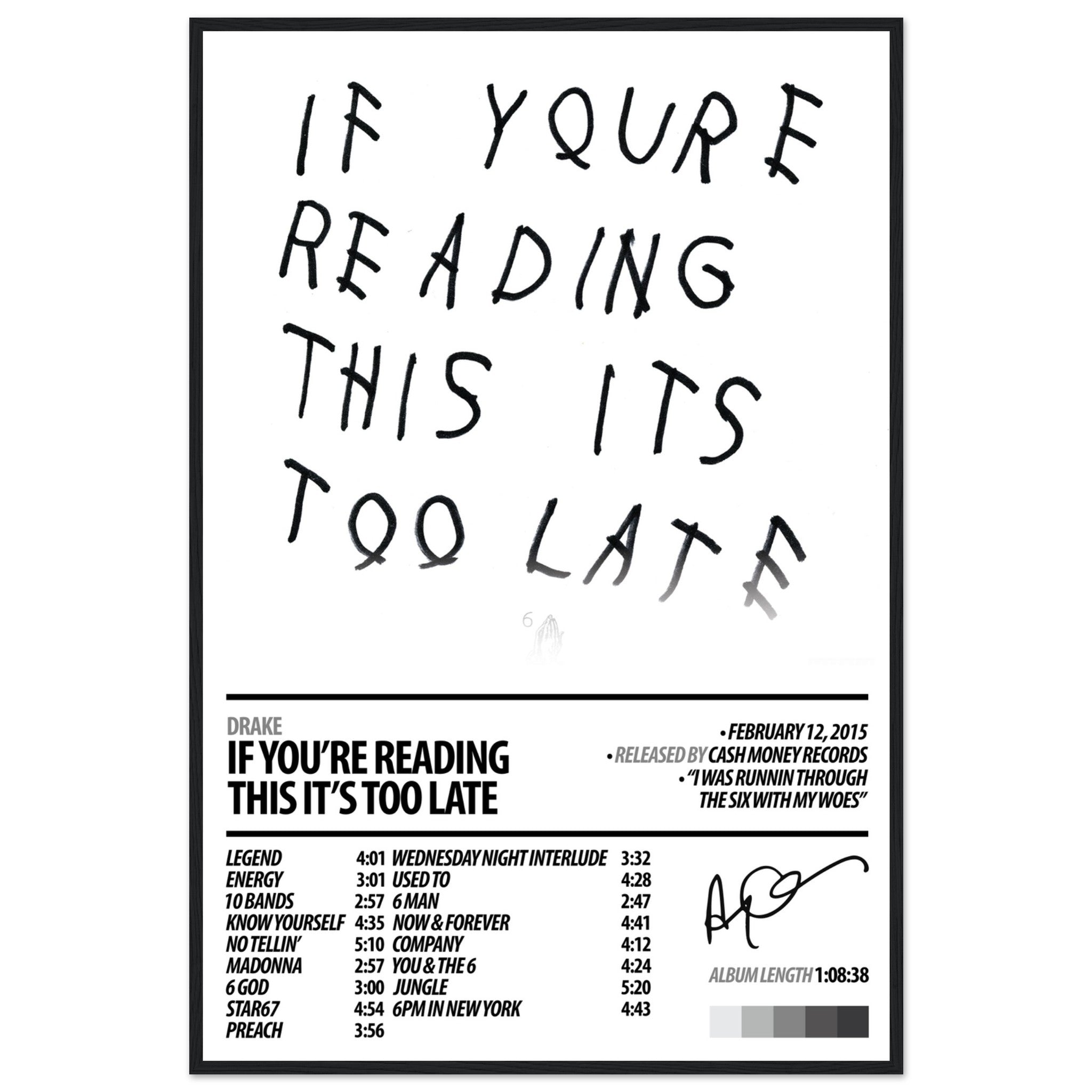 DRAKE Album Poster | If You're Reading This Its Too Late