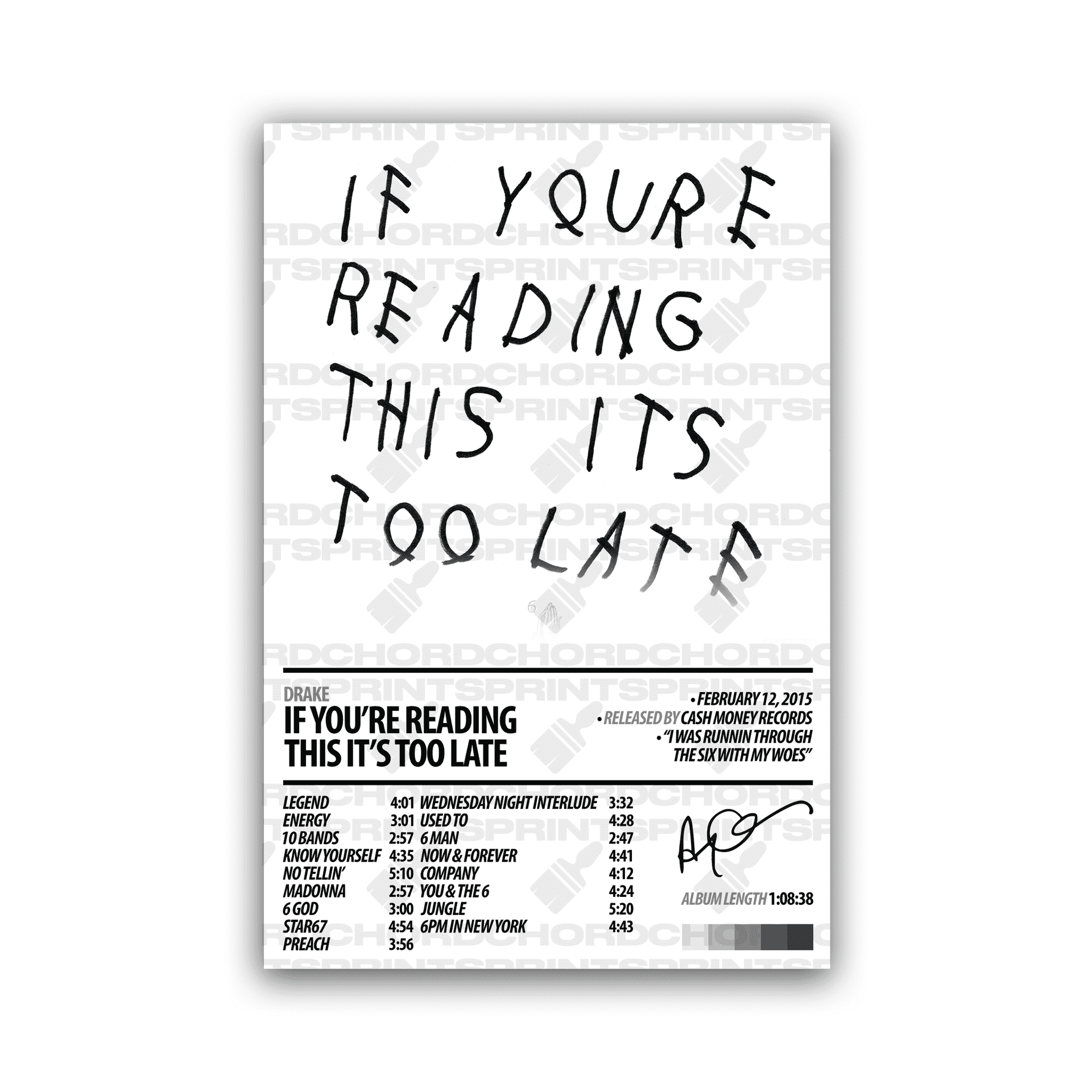 Posters Drake 'If your reading this it's Too Late' - Only