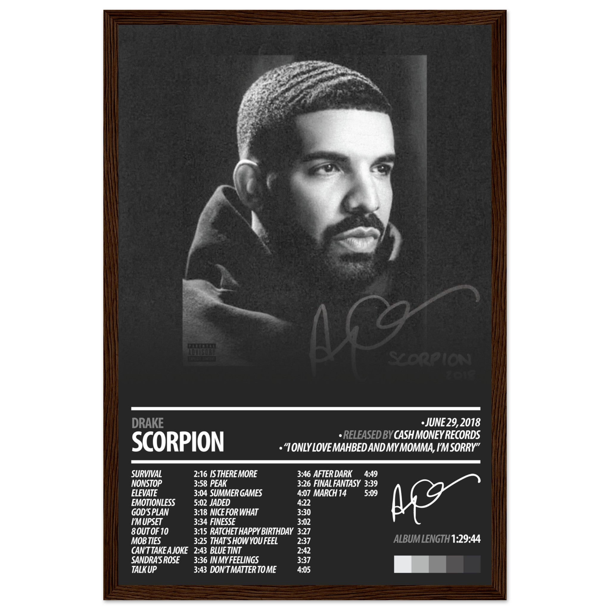 【額縁付き】 drake care package アルバム A2ポスター 159-a_DINA_black_fb2a63ac-a292