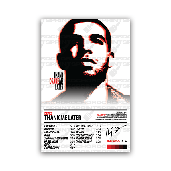 DRAKE Album Poster | Thank Me Later – ChordPrints