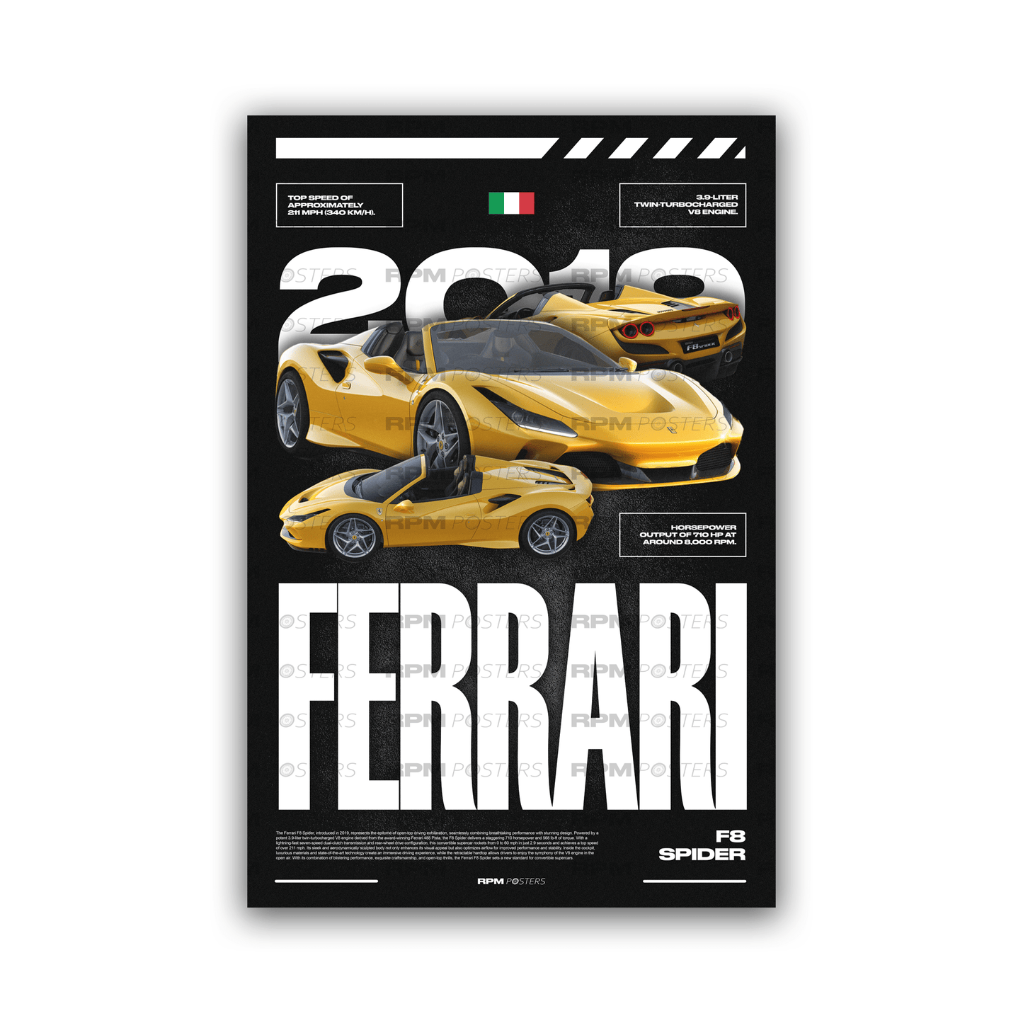 FERRARI F8 SPIDER POSTER - ChordPrints