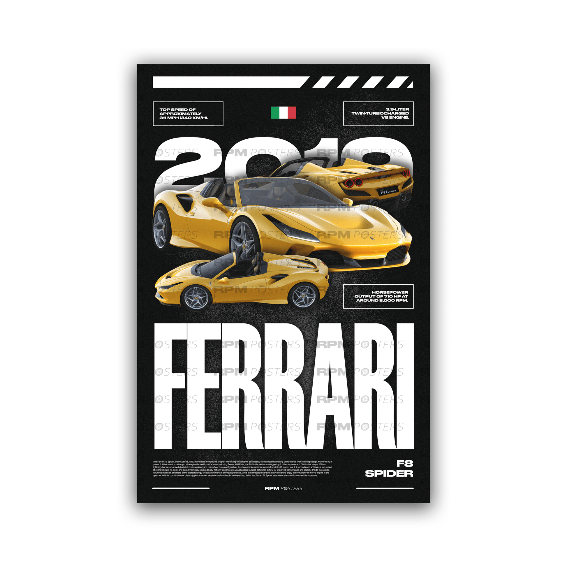 FERRARI F8 SPIDER POSTER - ChordPrints