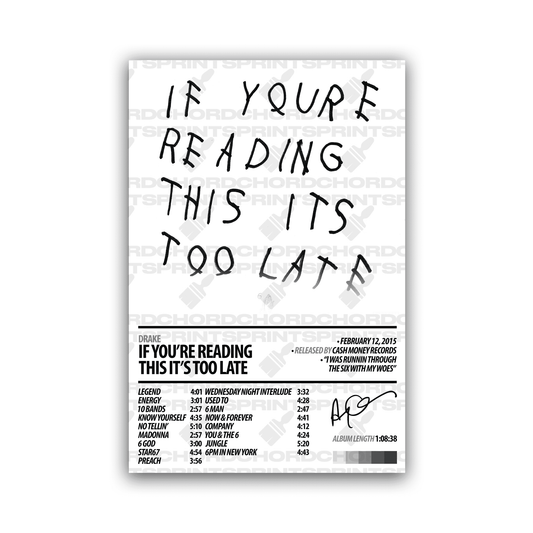 DRAKE Album Poster | If You're Reading This Its Too Late
