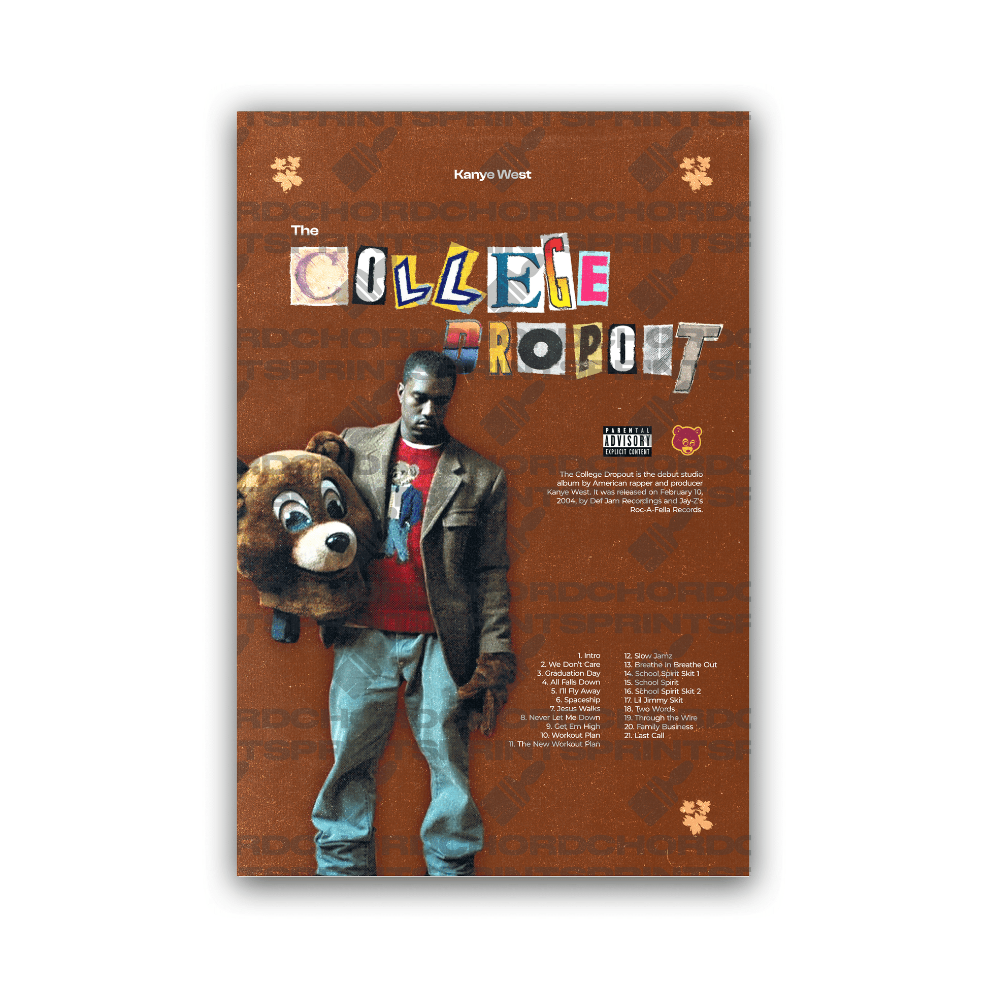 KANYE WEST Album Poster | The College Dropout V2 – ChordPrints KANYE WEST Album Poster | The College Dropout V2 – ChordPrints