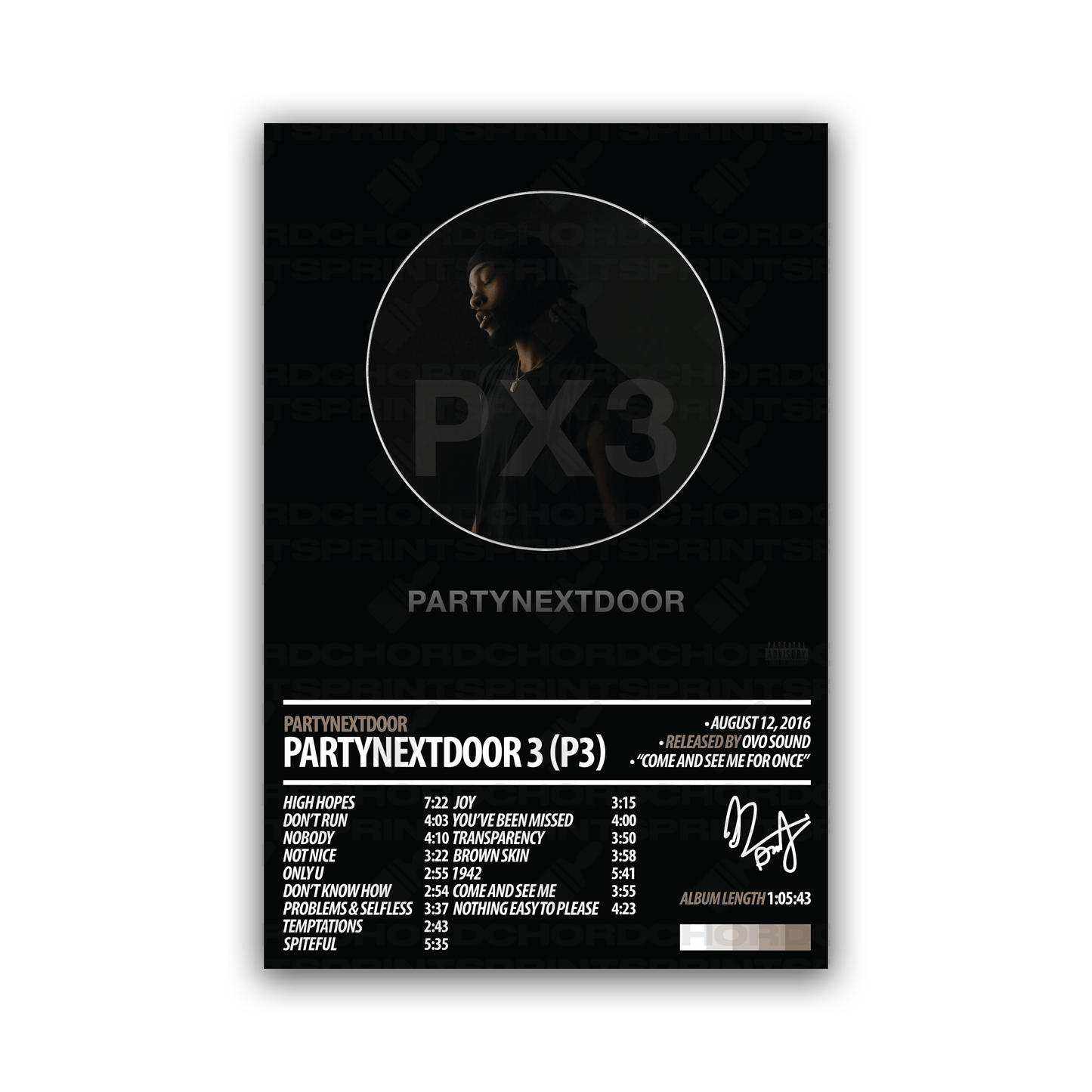 PARTYNEXTDOOR Album Poster | PARTYNEXTDOOR 3 (P3)