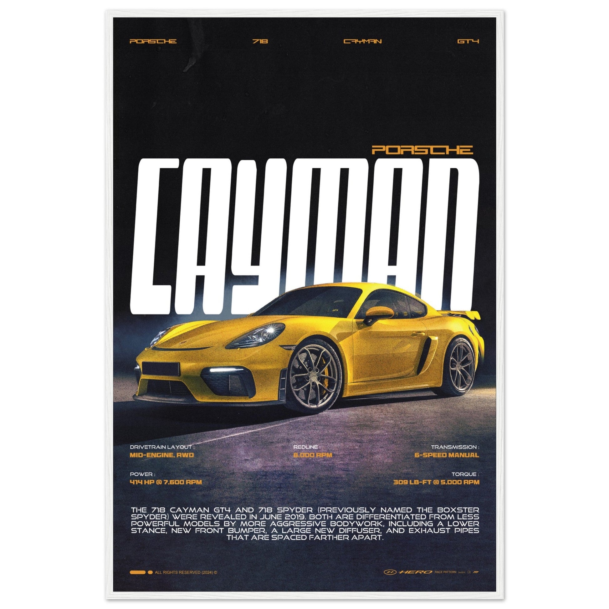 PORSCHE CAYMAN GT4 718 POSTER - ChordPrints