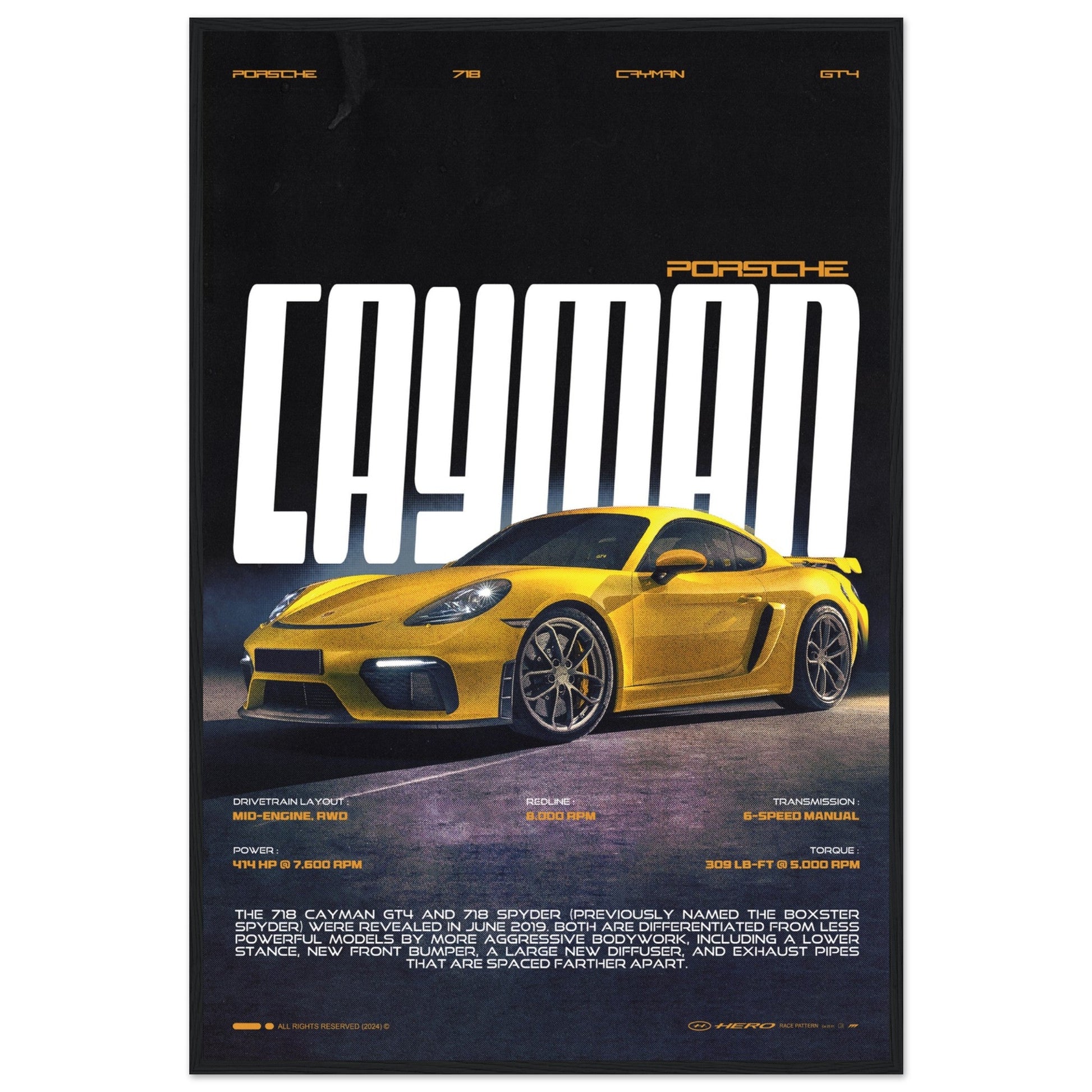 PORSCHE CAYMAN GT4 718 POSTER - ChordPrints