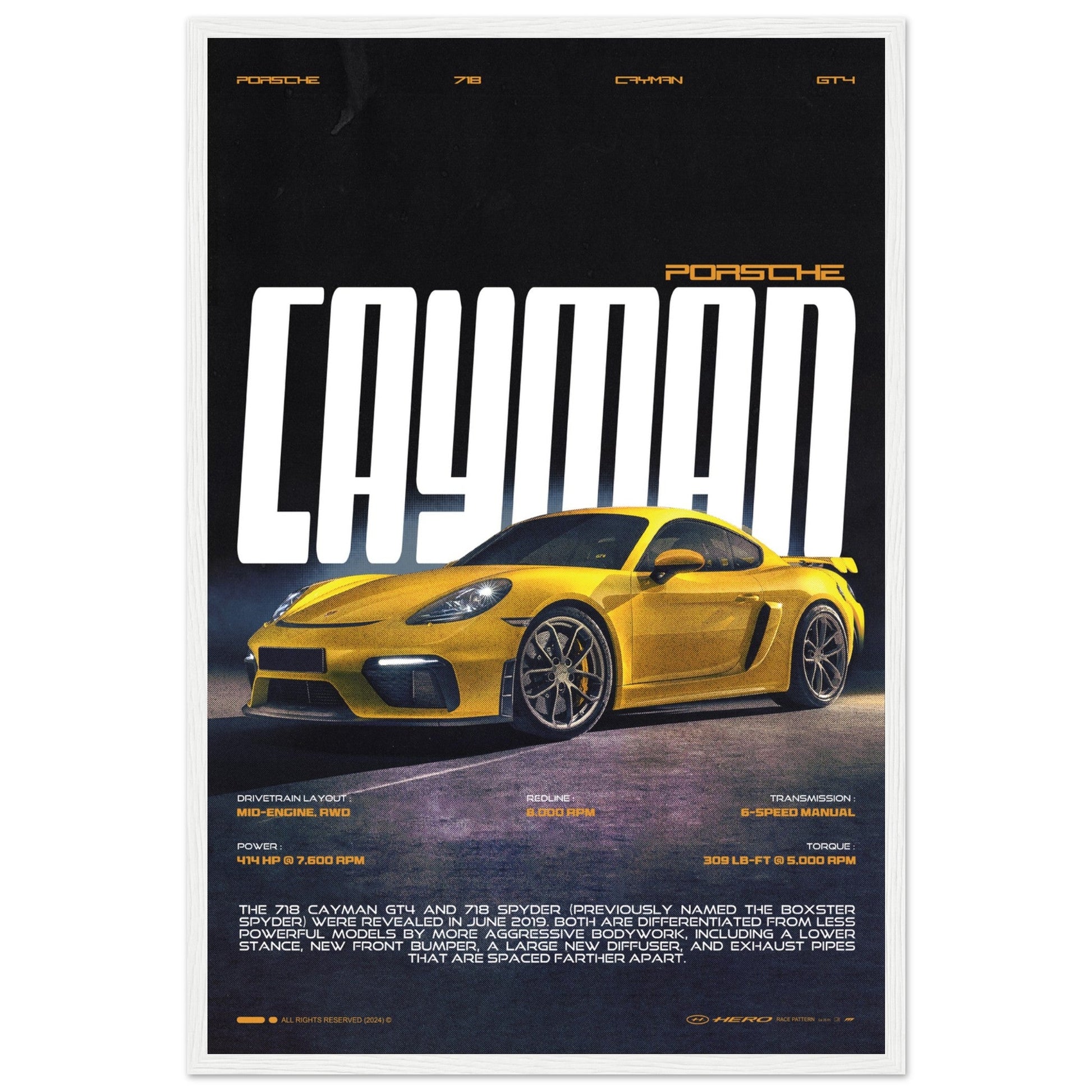 PORSCHE CAYMAN GT4 718 POSTER - ChordPrints