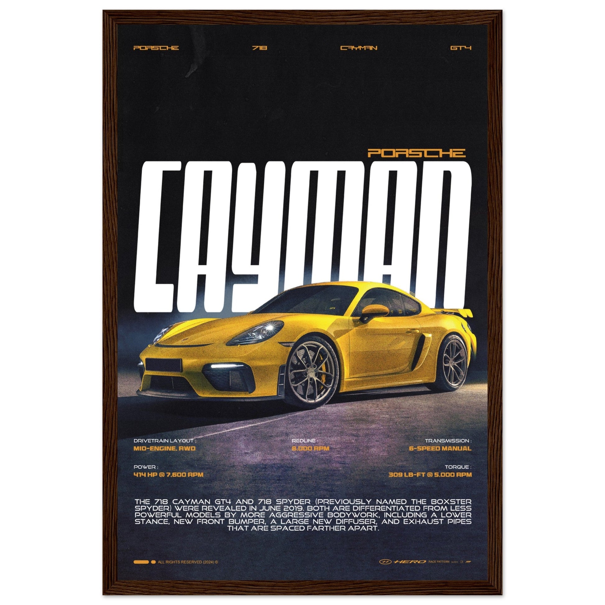 PORSCHE CAYMAN GT4 718 POSTER - ChordPrints