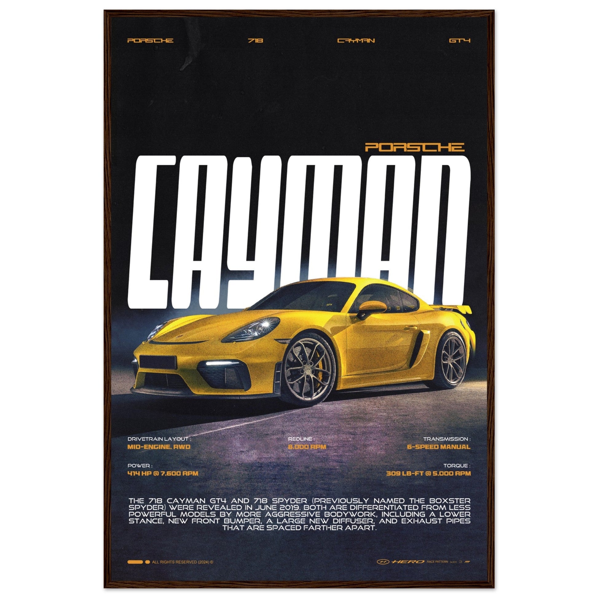 PORSCHE CAYMAN GT4 718 POSTER - ChordPrints