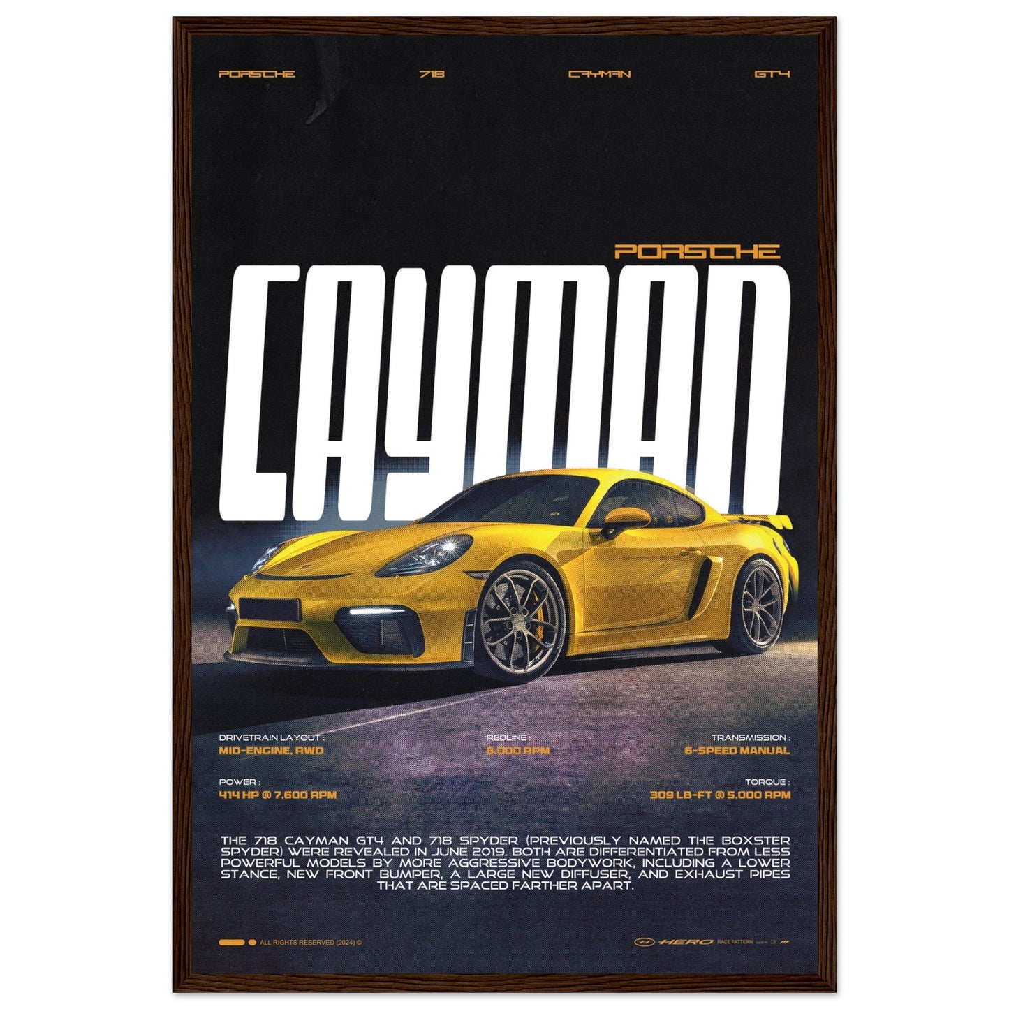 PORSCHE CAYMAN GT4 718 POSTER - ChordPrints
