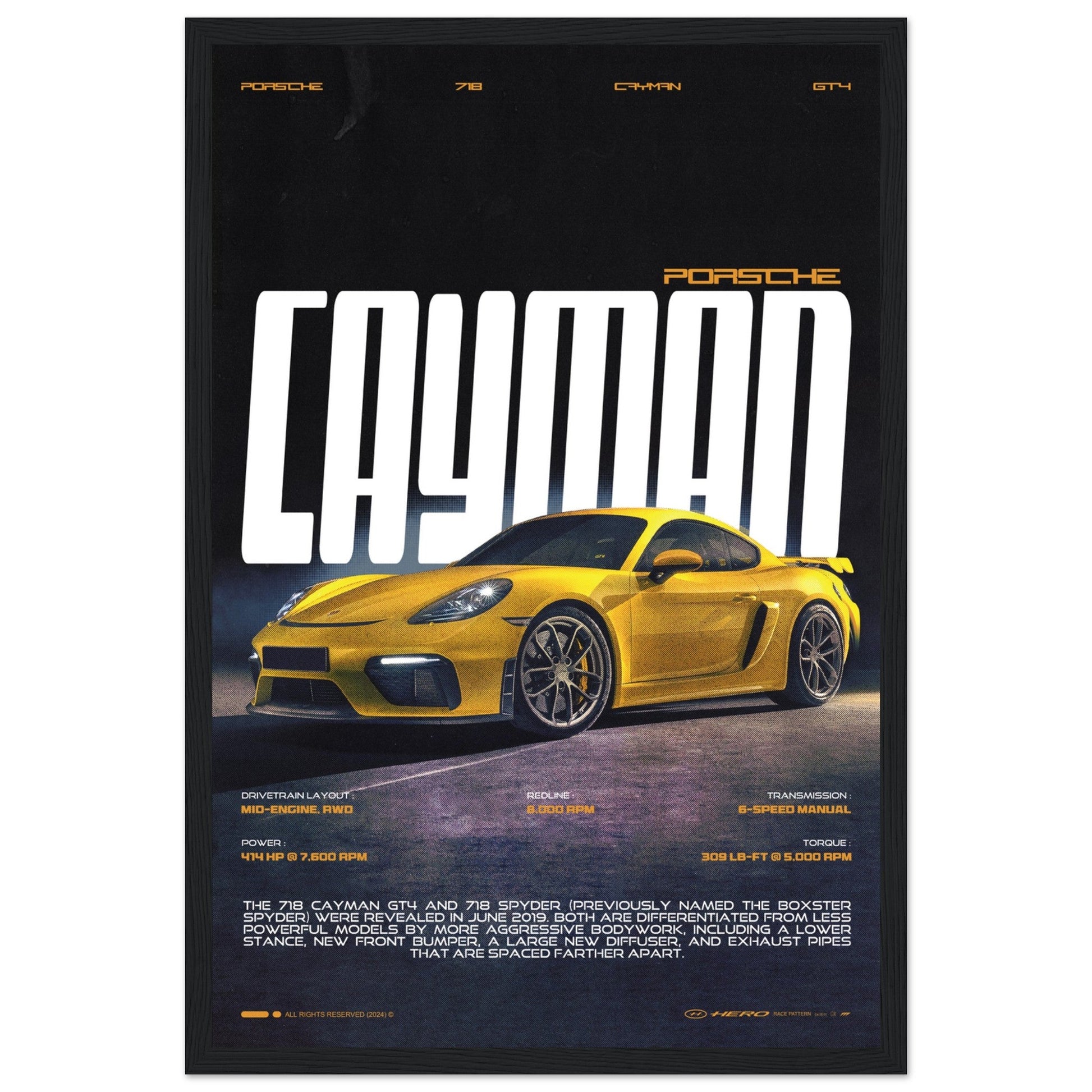 PORSCHE CAYMAN GT4 718 POSTER - ChordPrints