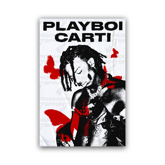 PLAYBOI CARTI Blood Butterfly Grunge Poster