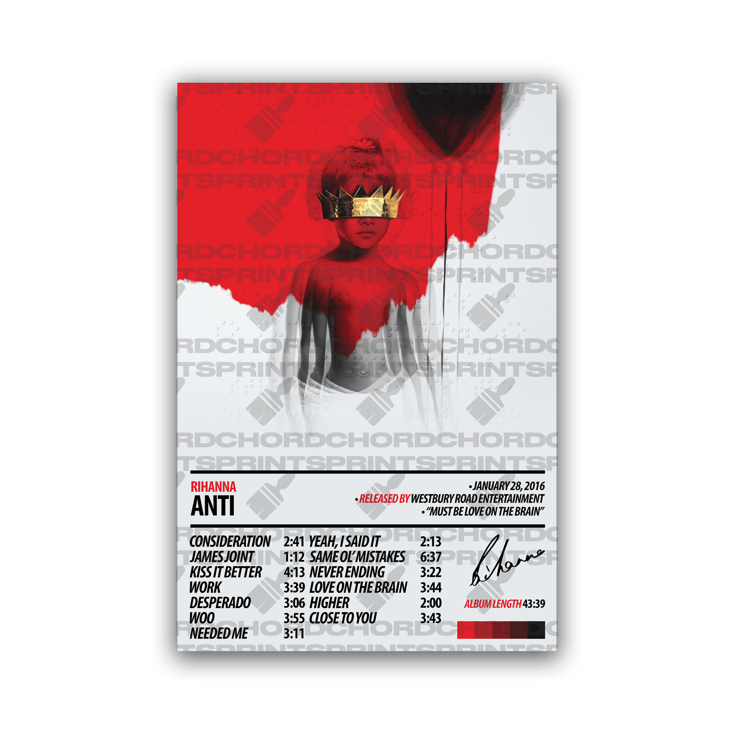 RIHANNA Album Poster | ANTI - ChordPrints