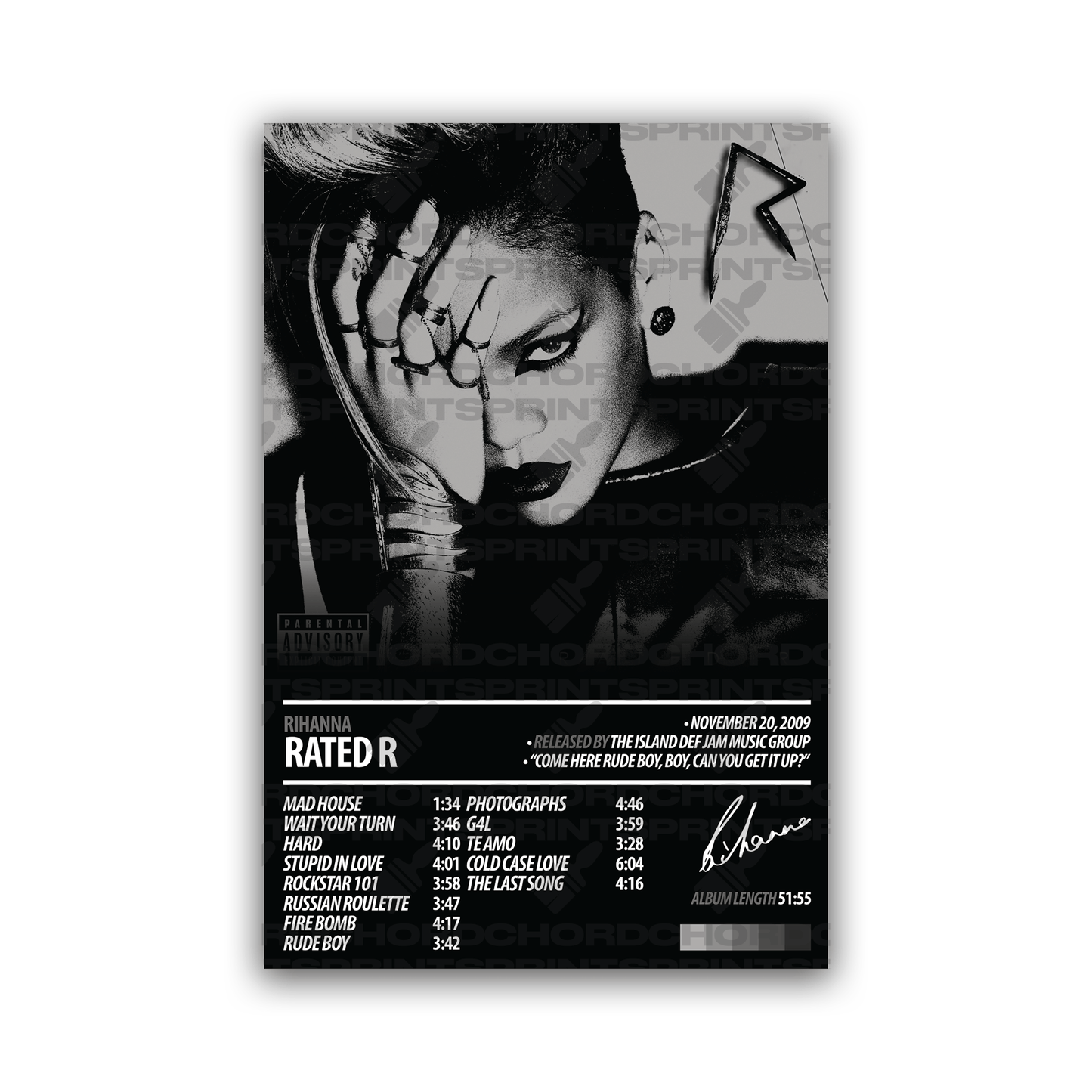 RIHANNA Album Poster | Rated R - ChordPrints