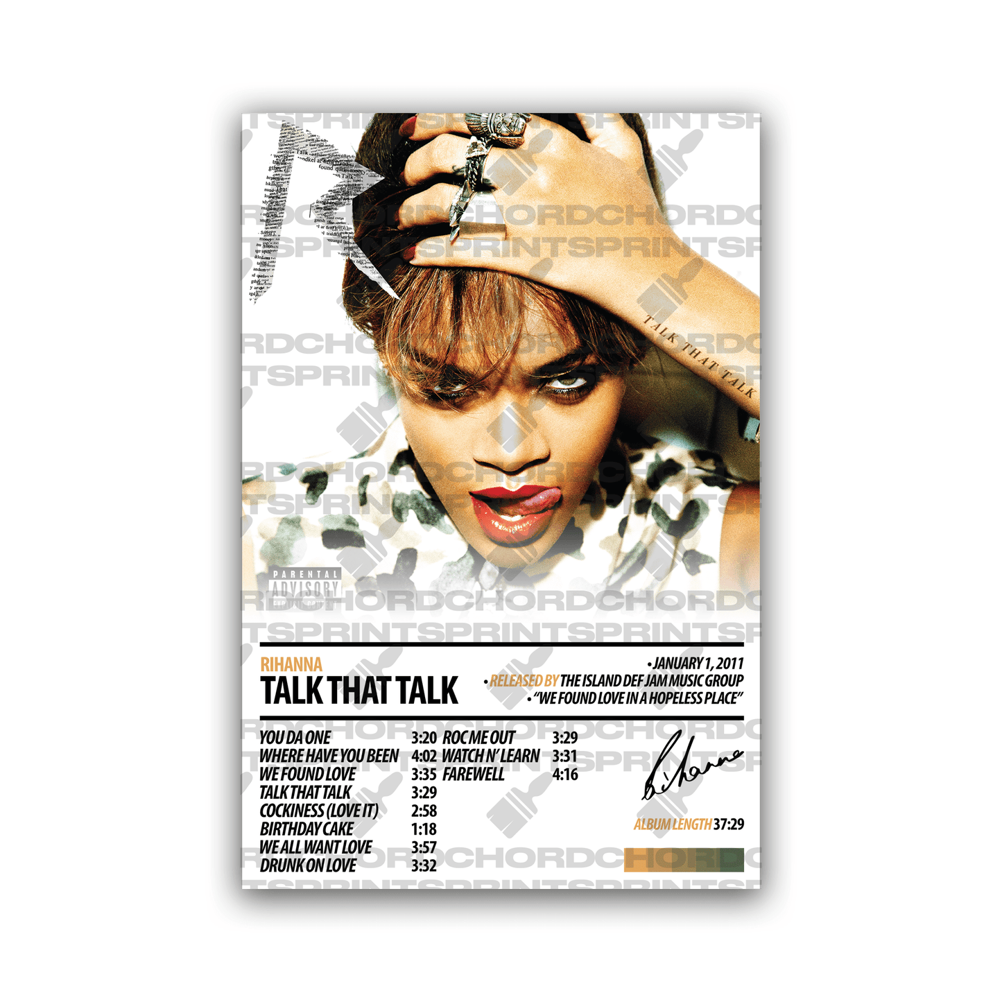 RIHANNA Album Poster | Talk That Talk - ChordPrints