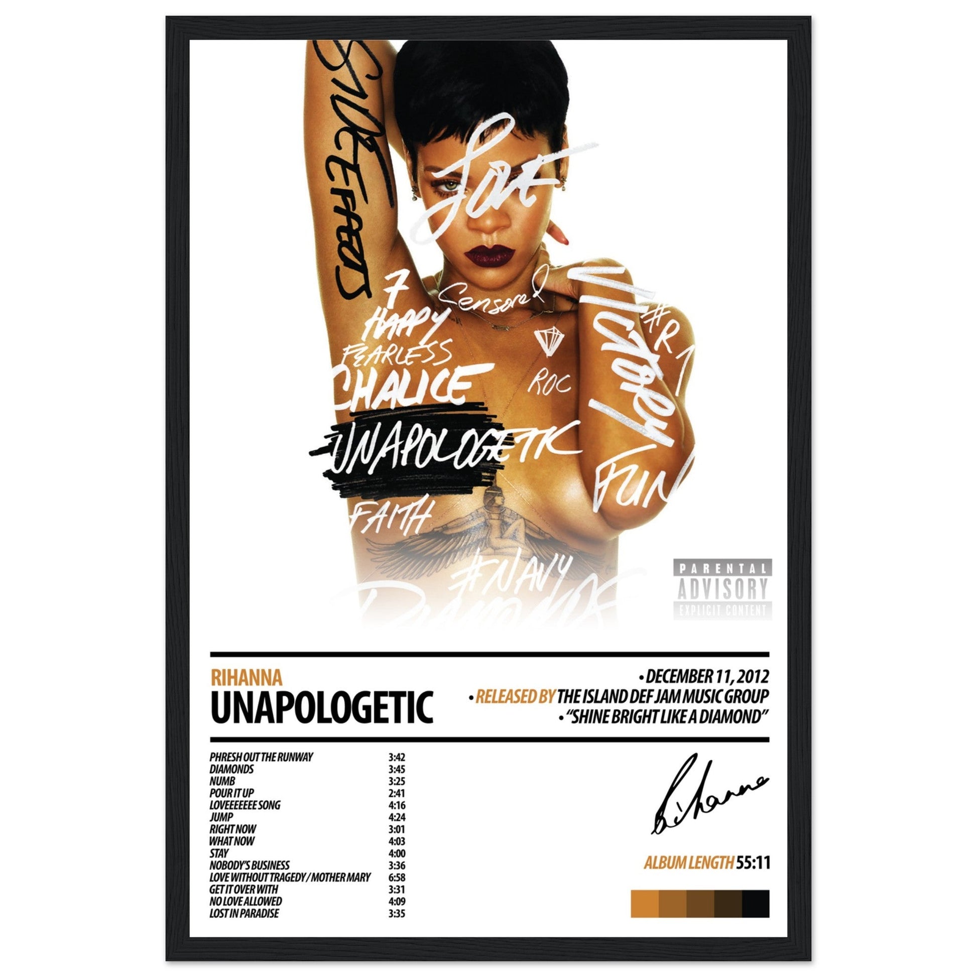 RIHANNA Album Poster | Unapologetic - ChordPrints