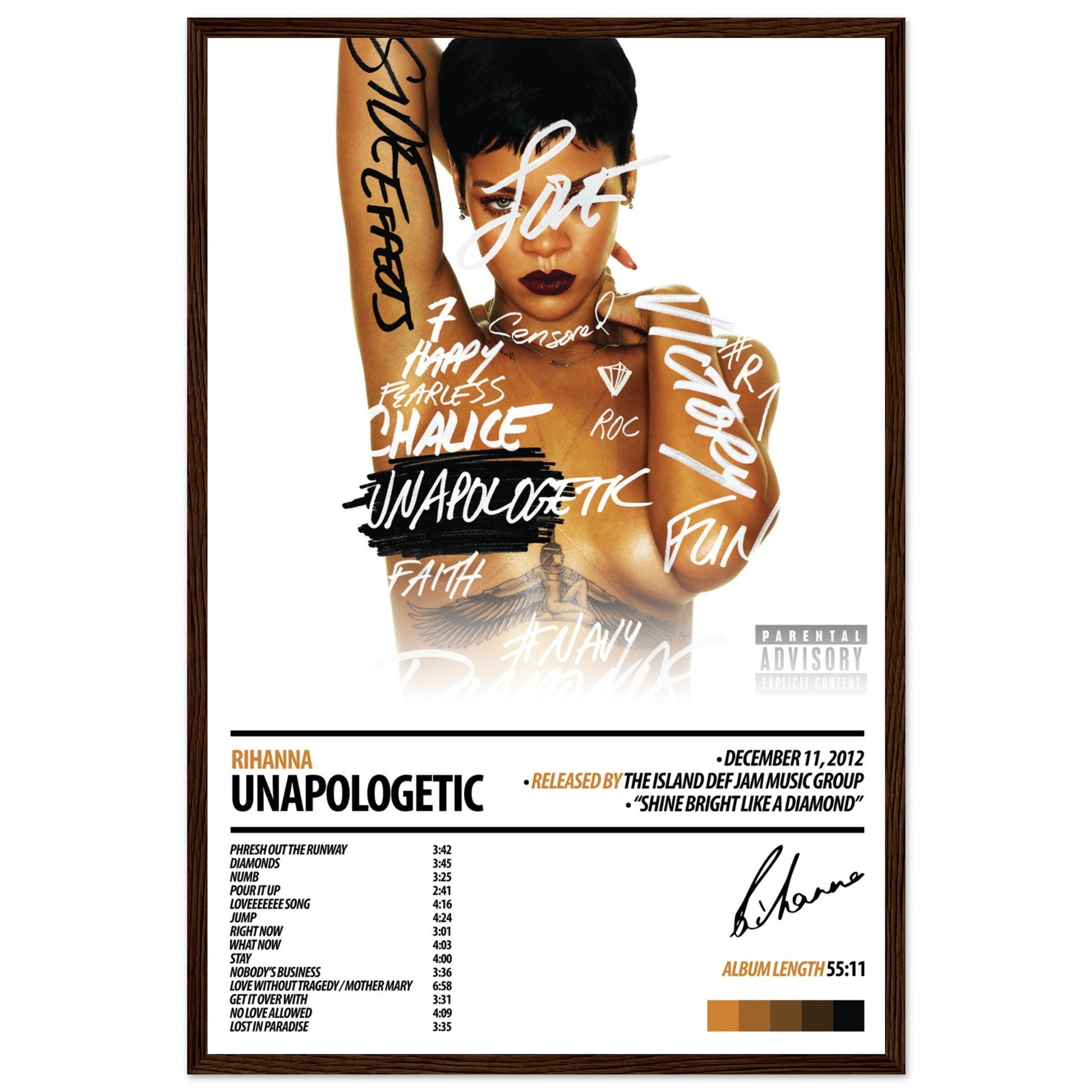 RIHANNA Album Poster | Unapologetic - ChordPrints