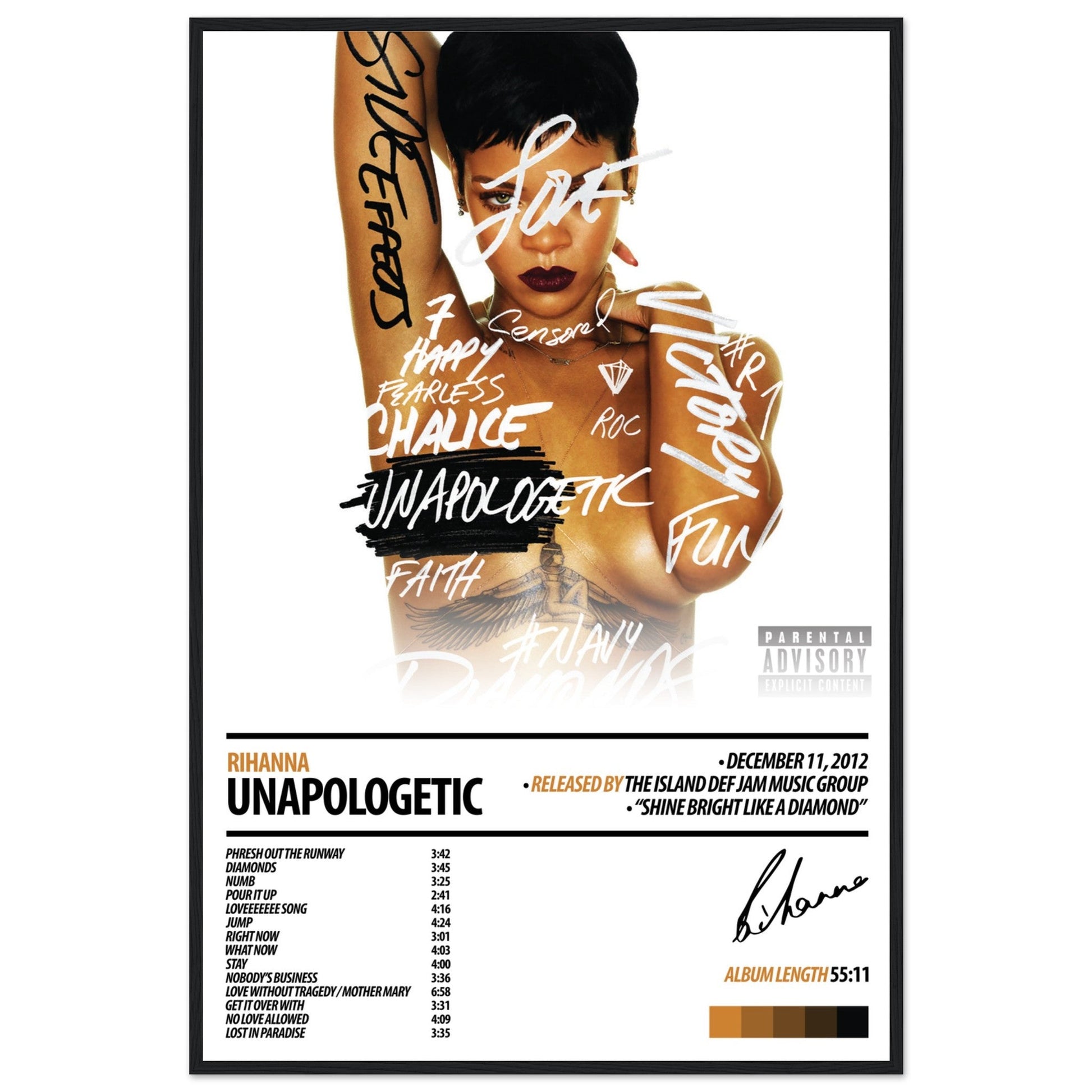 RIHANNA Album Poster | Unapologetic - ChordPrints