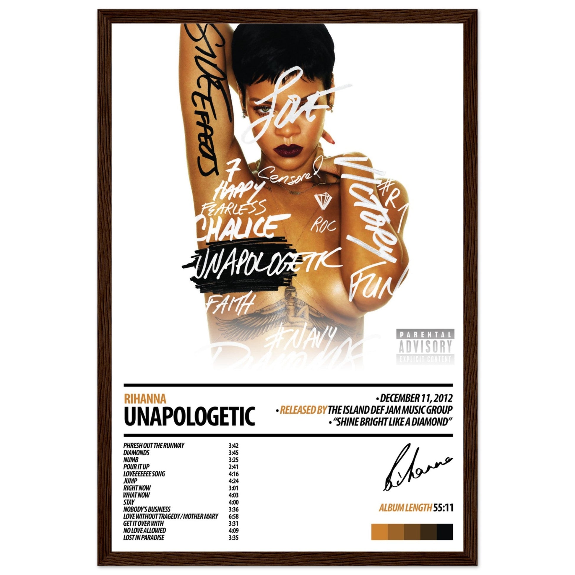 RIHANNA Album Poster | Unapologetic - ChordPrints