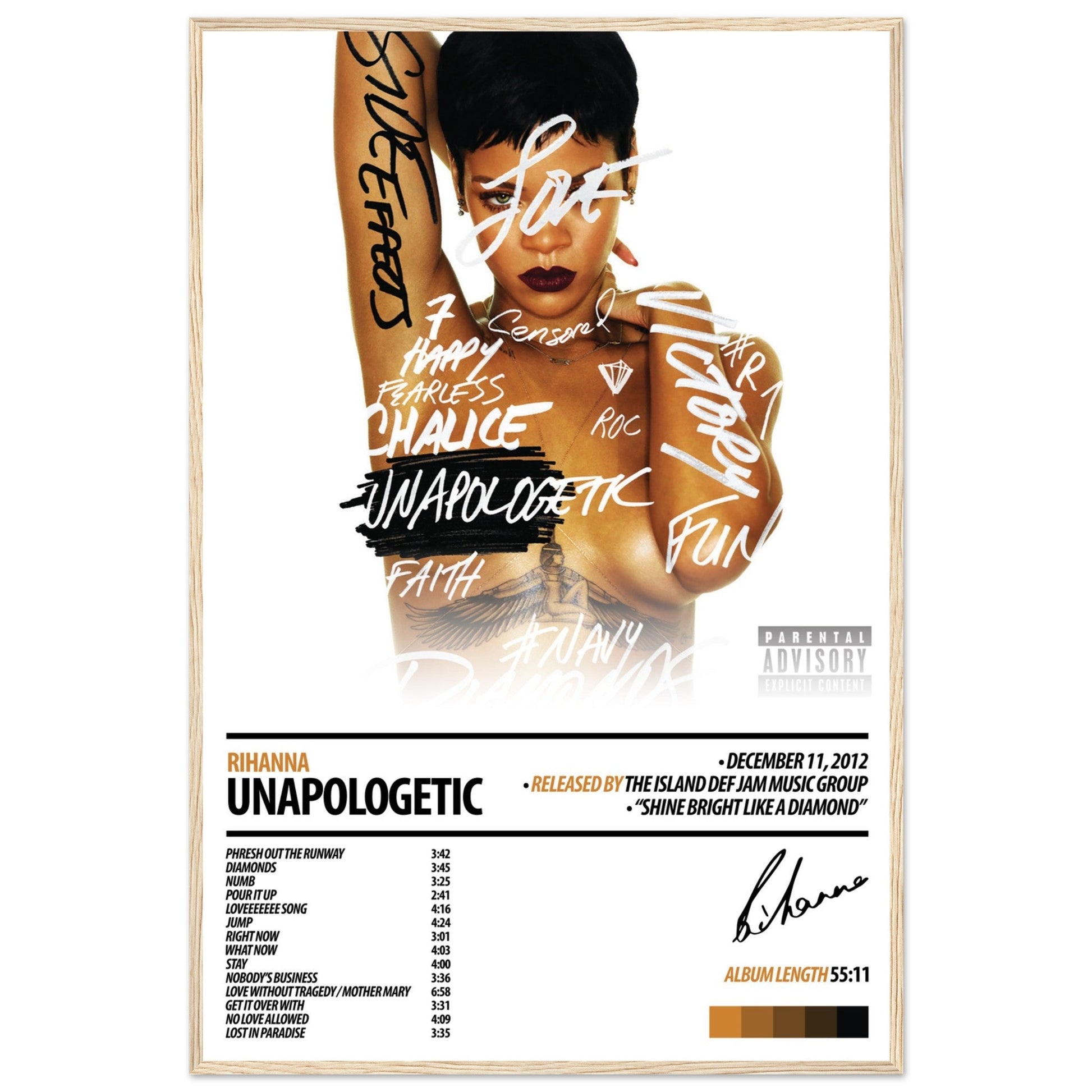 RIHANNA Album Poster | Unapologetic - ChordPrints