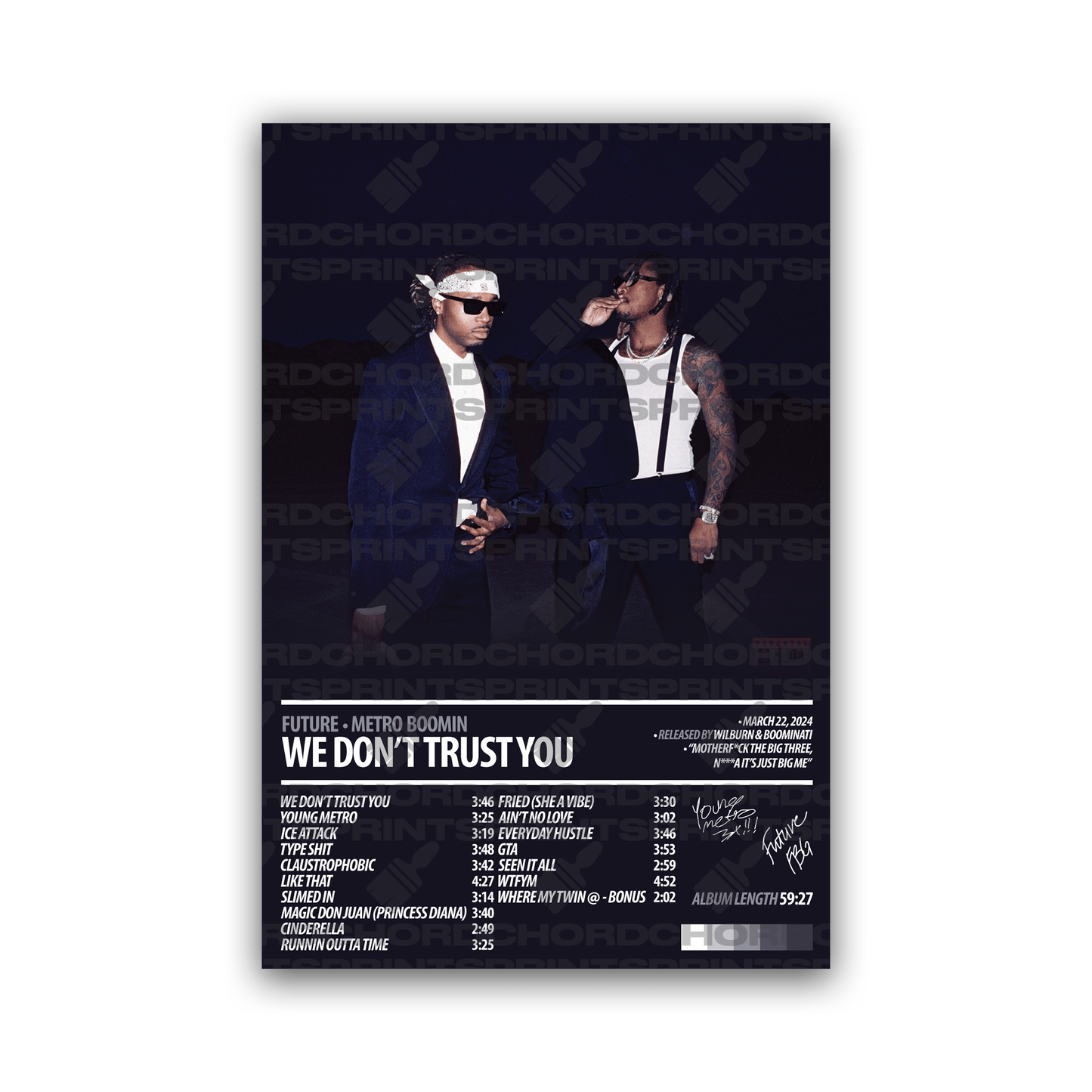 Metro Boomin & Future Album Poster | WE DON'T TRUST YOU