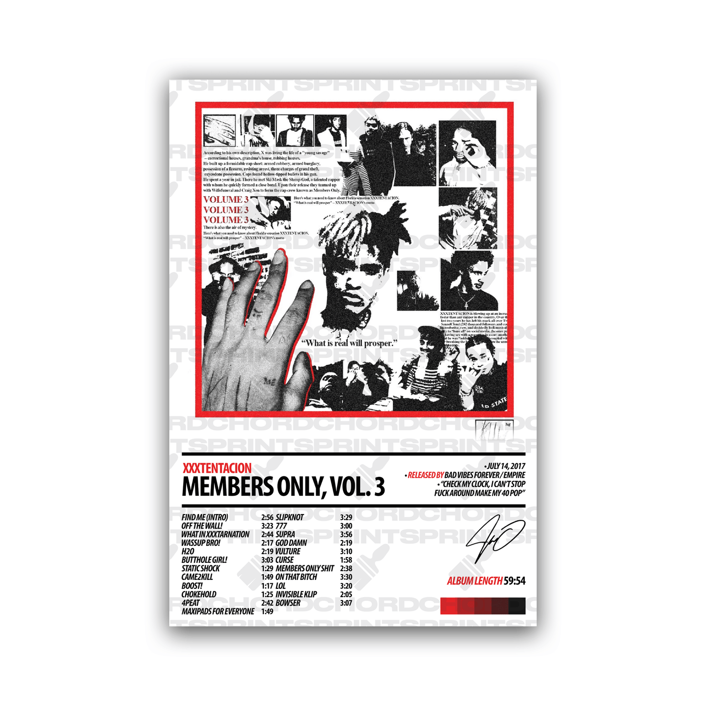 XXXTENTACION Album Poster | Members Only, Vol 3 - ChordPrints