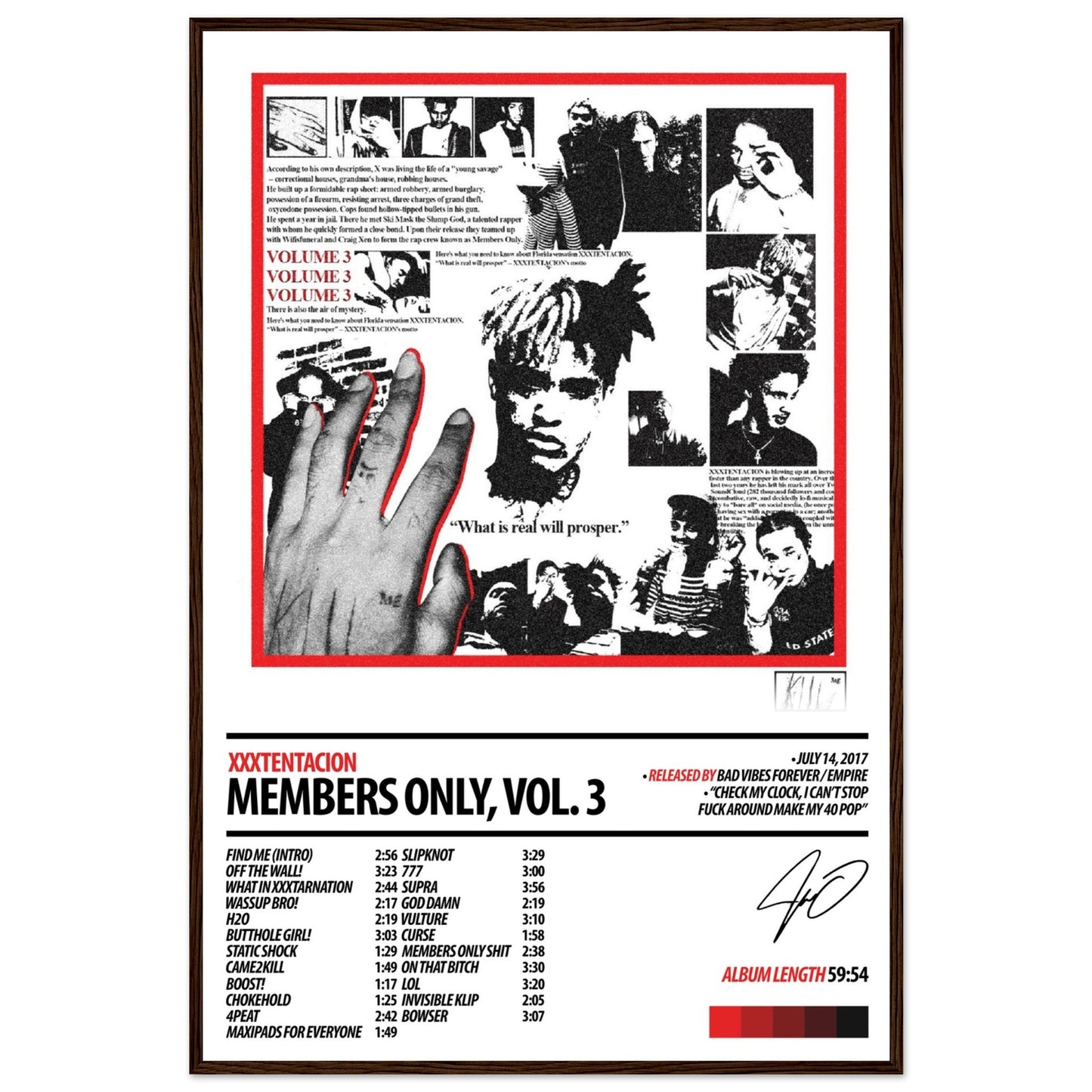 XXXTENTACION Album Poster | Members Only, Vol 3 - ChordPrints