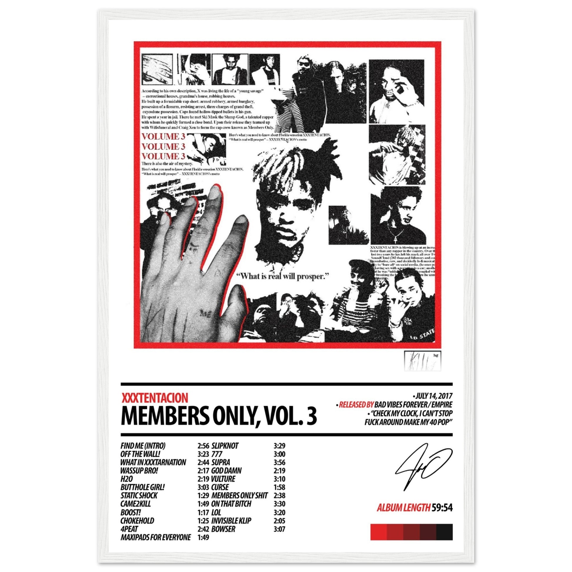 XXXTENTACION Album Poster | Members Only, Vol 3 - ChordPrints