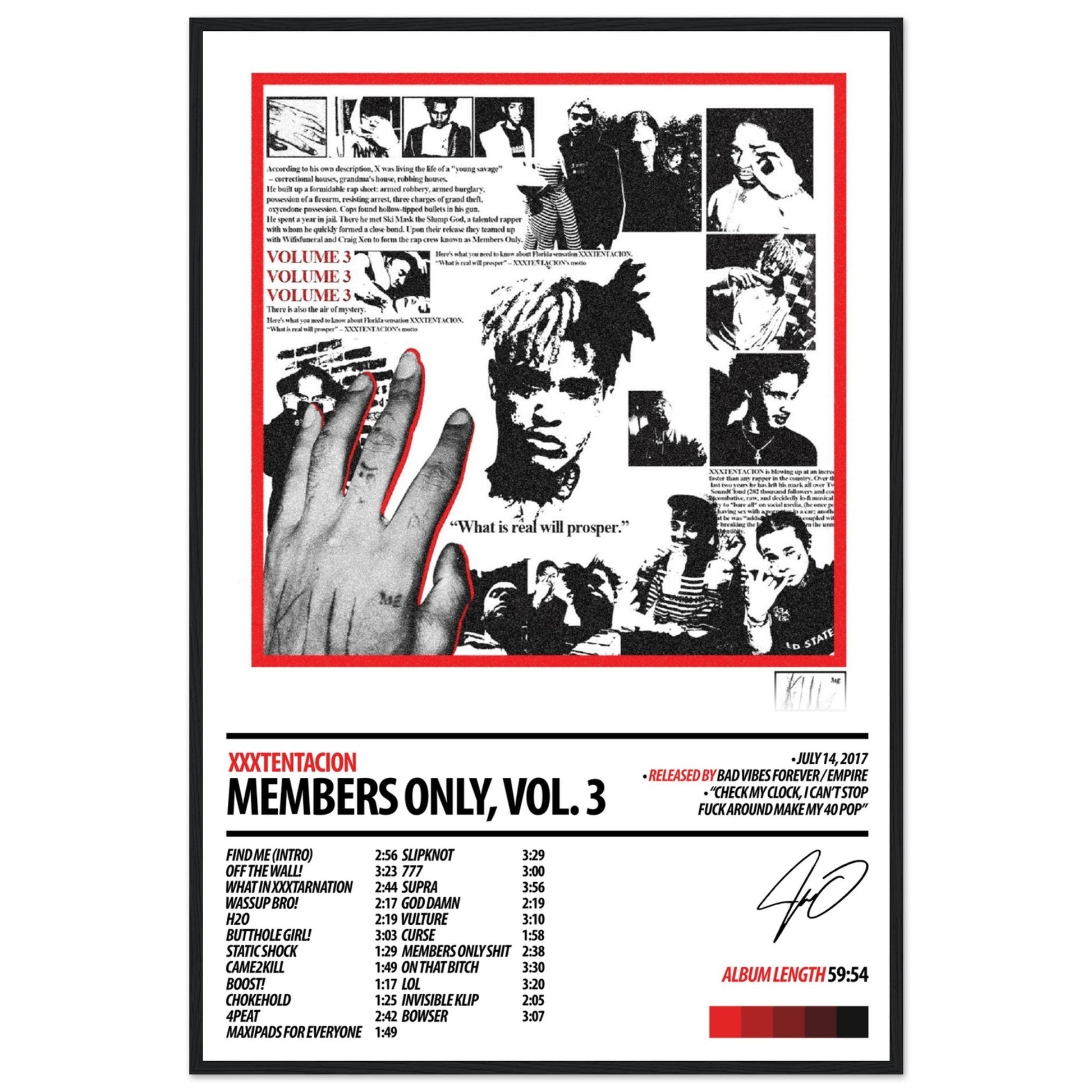 XXXTENTACION Album Poster | Members Only, Vol 3 - ChordPrints