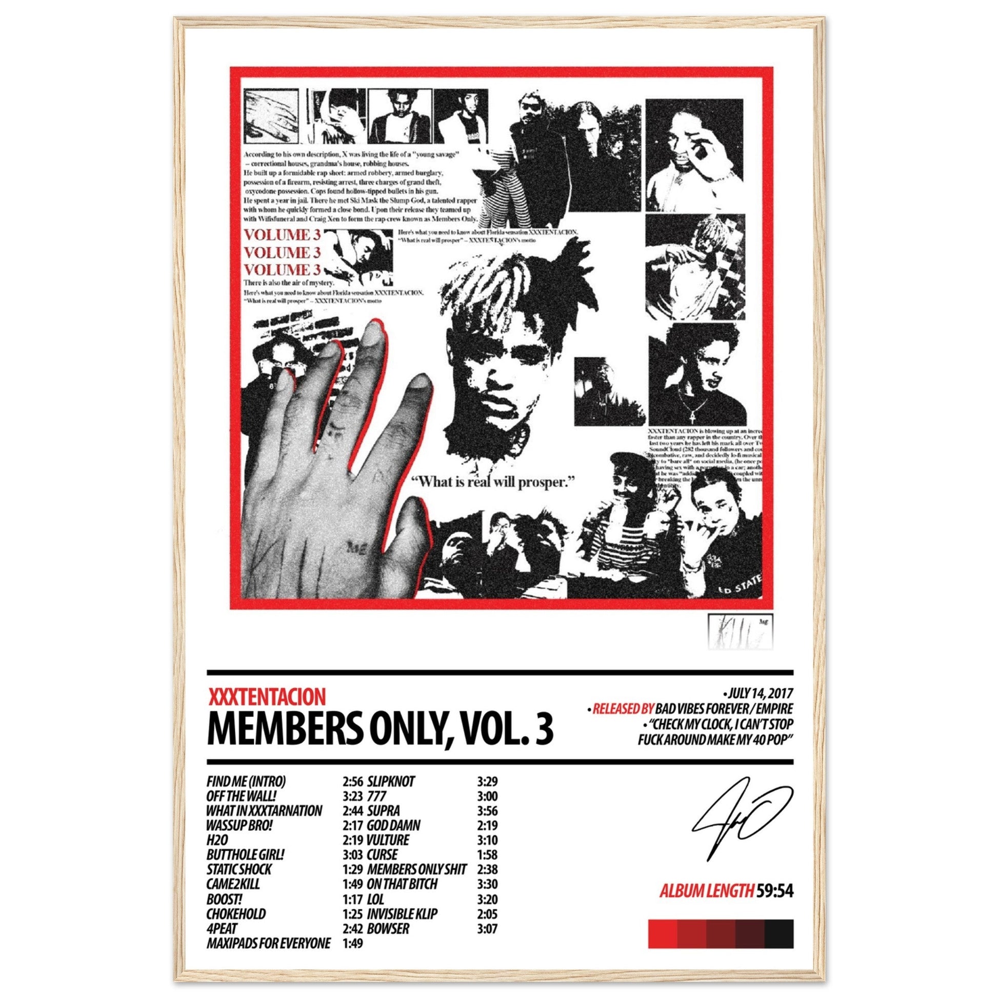 XXXTENTACION Album Poster | Members Only, Vol 3 - ChordPrints