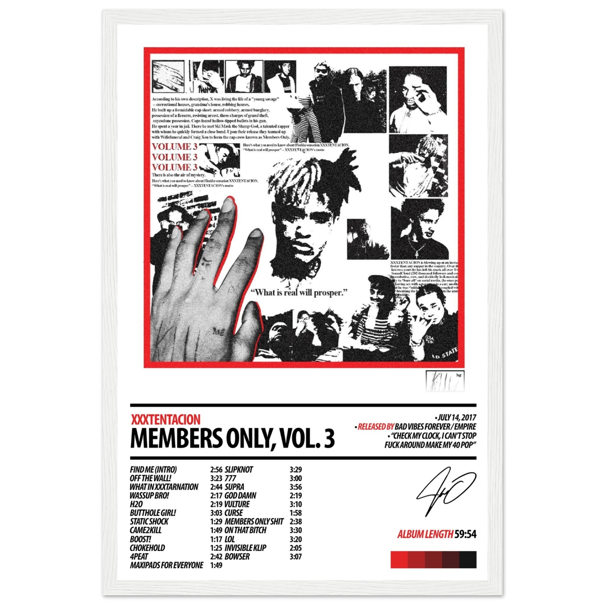 XXXTENTACION Album Poster | Members Only, Vol 3 - ChordPrints