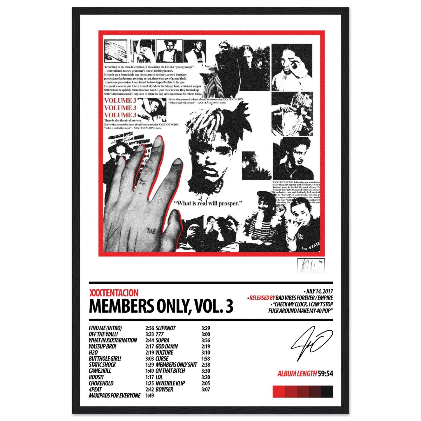 XXXTENTACION Album Poster | Members Only, Vol 3 - ChordPrints