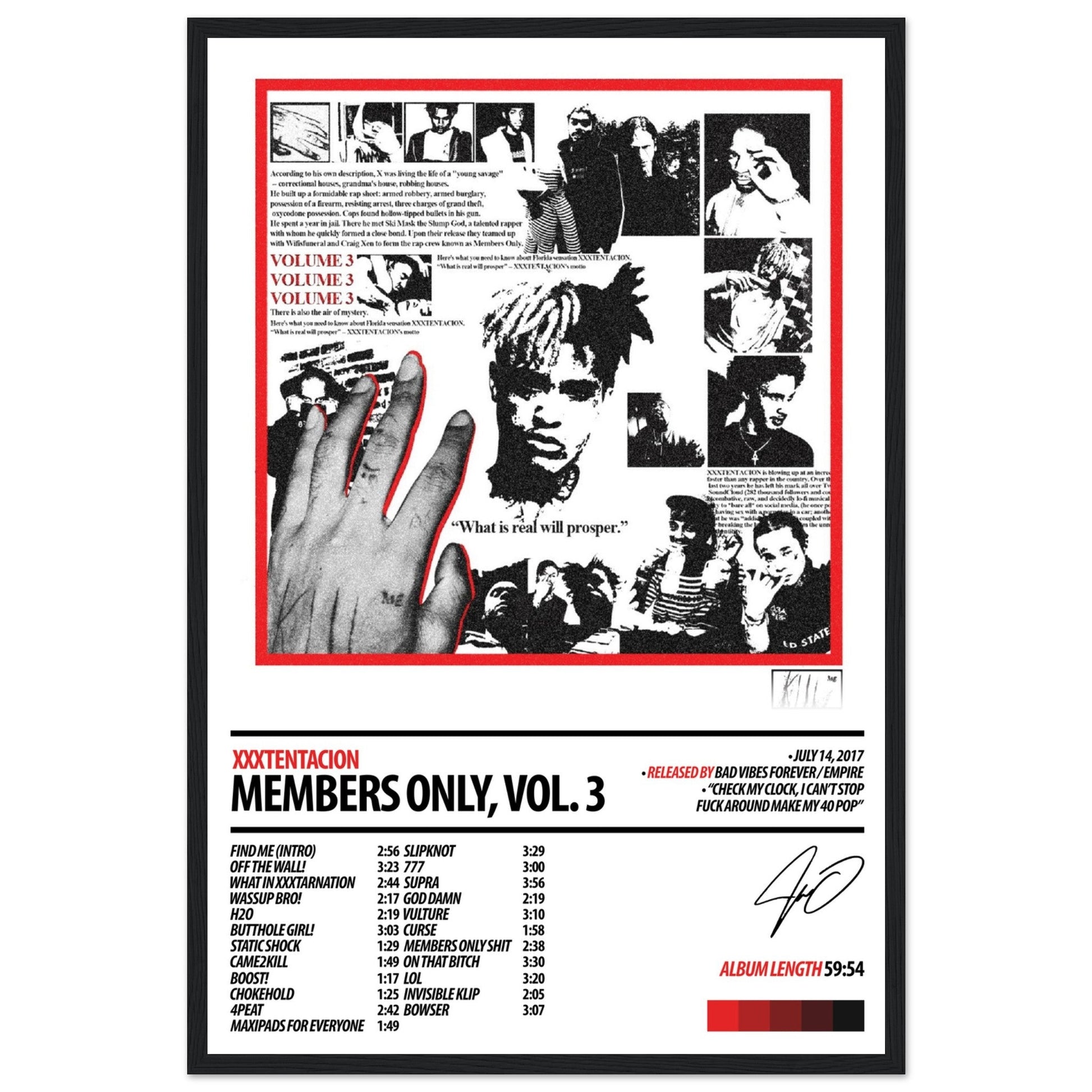 XXXTENTACION Album Poster | Members Only, Vol 3 - ChordPrints