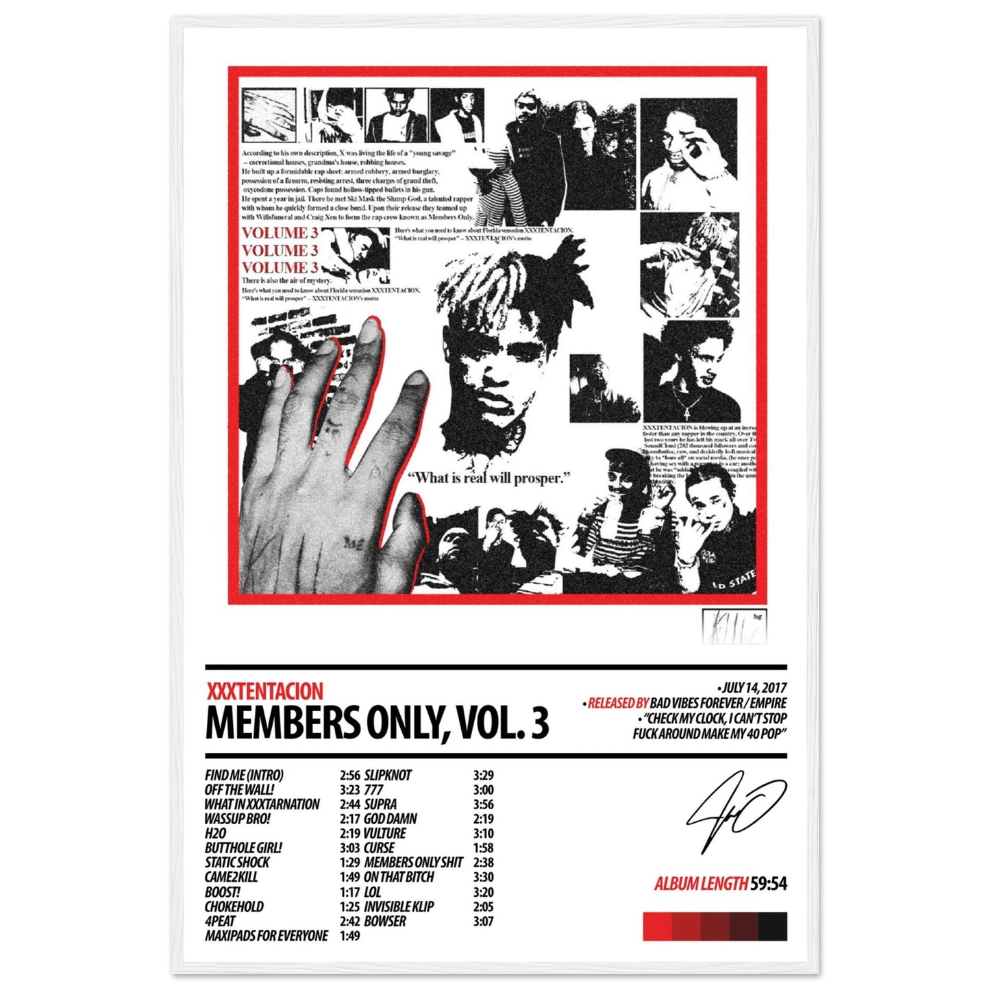 XXXTENTACION Album Poster | Members Only, Vol 3 - ChordPrints